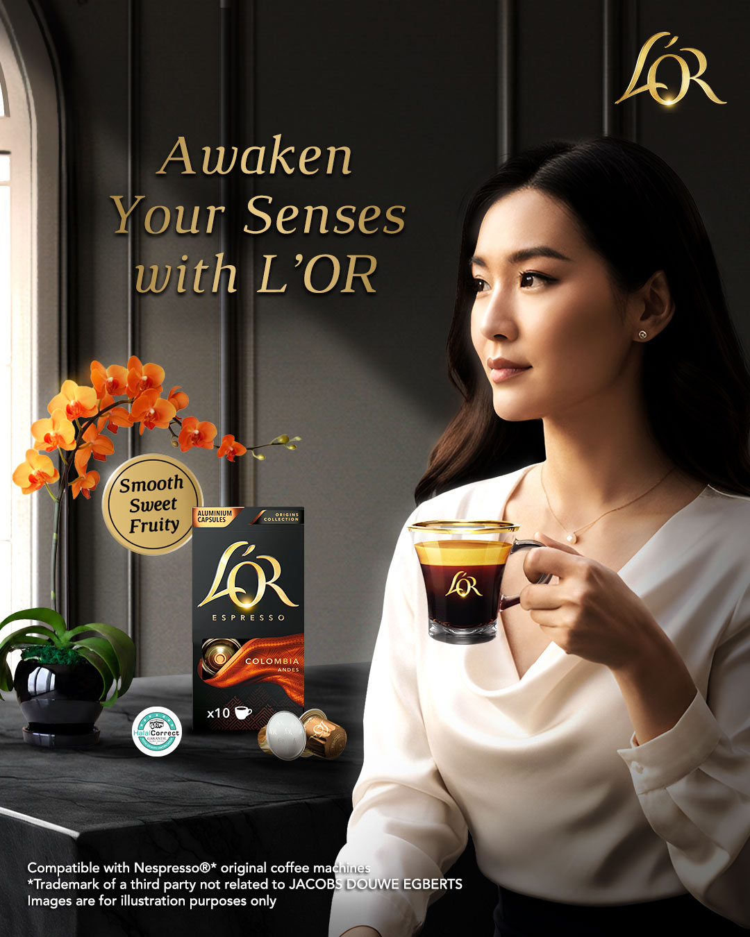 L'OR Coffee Malaysia Facebook ad: A golden awakening of smooth sweetness and citrus…