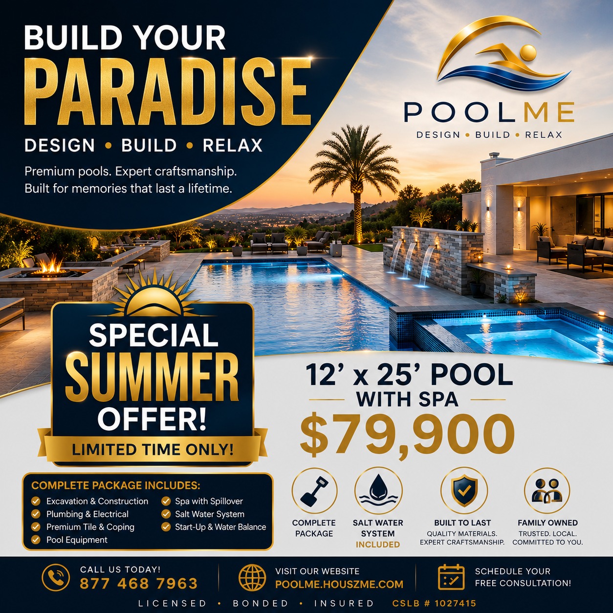 Sire Energy Construction Facebook ad: SUMMER POOL SPECIAL