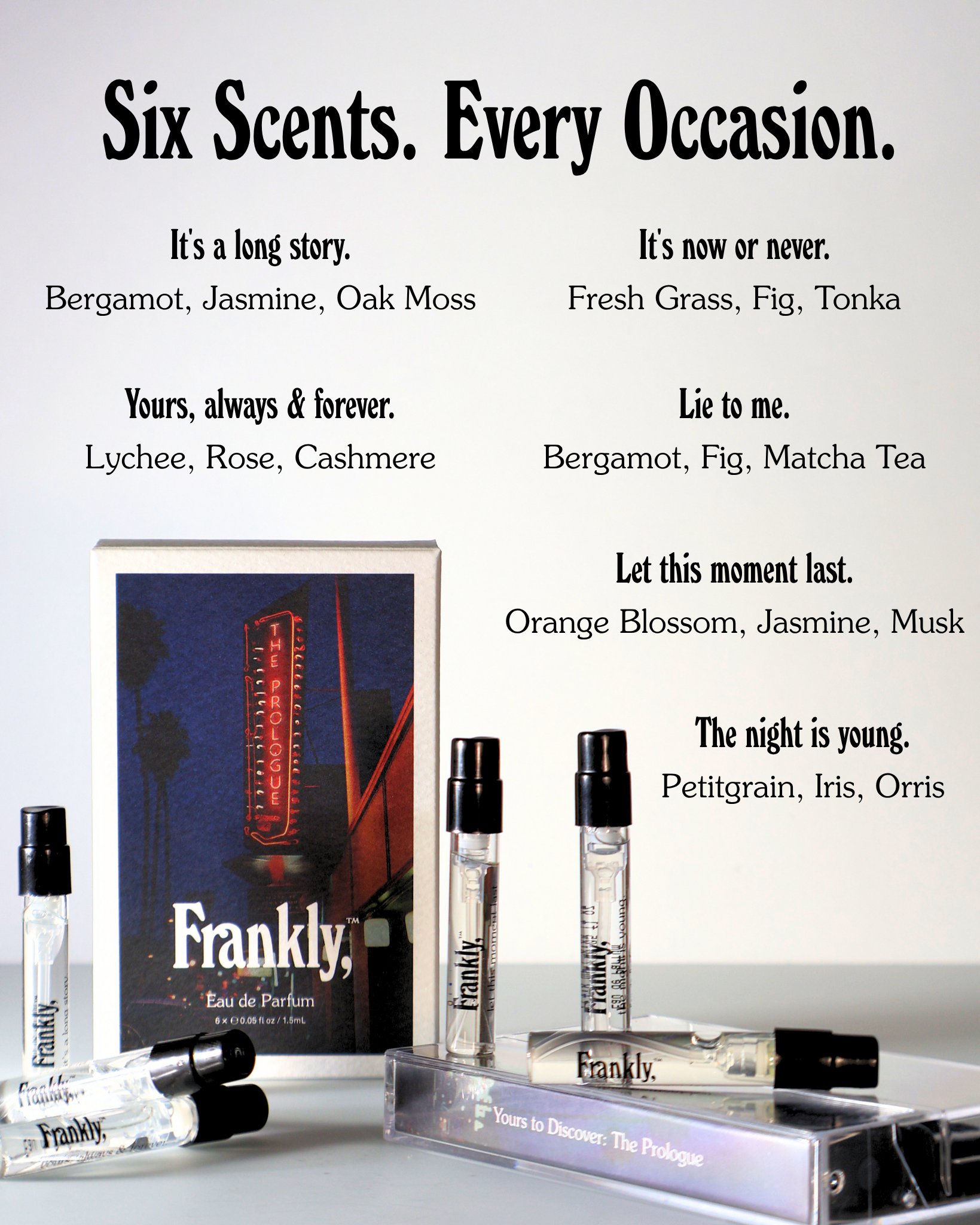 Smell Frankly Facebook ad: Six Scents. Every Occasion.