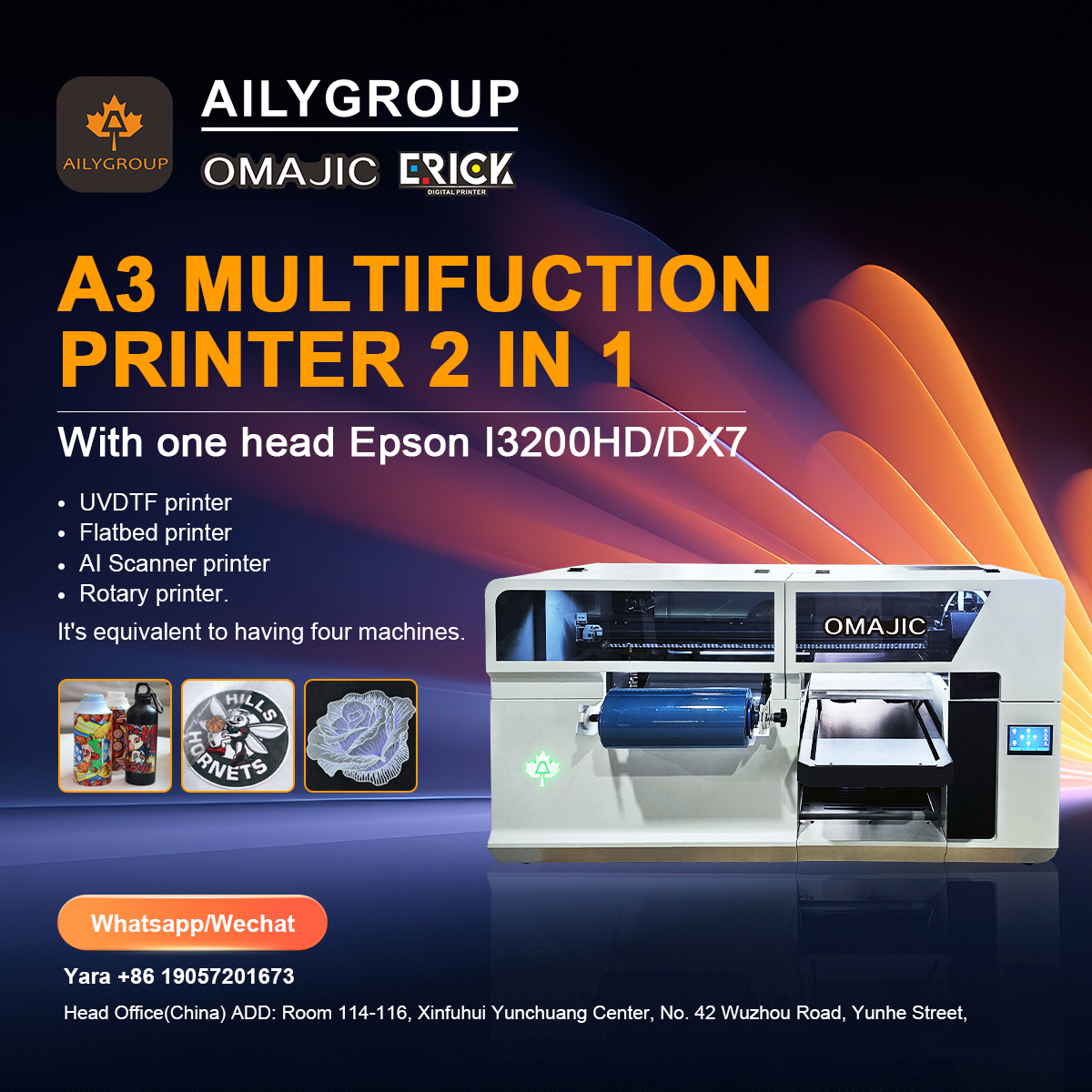 Aily_Group Facebook ad: A3 format UV flatbed printer