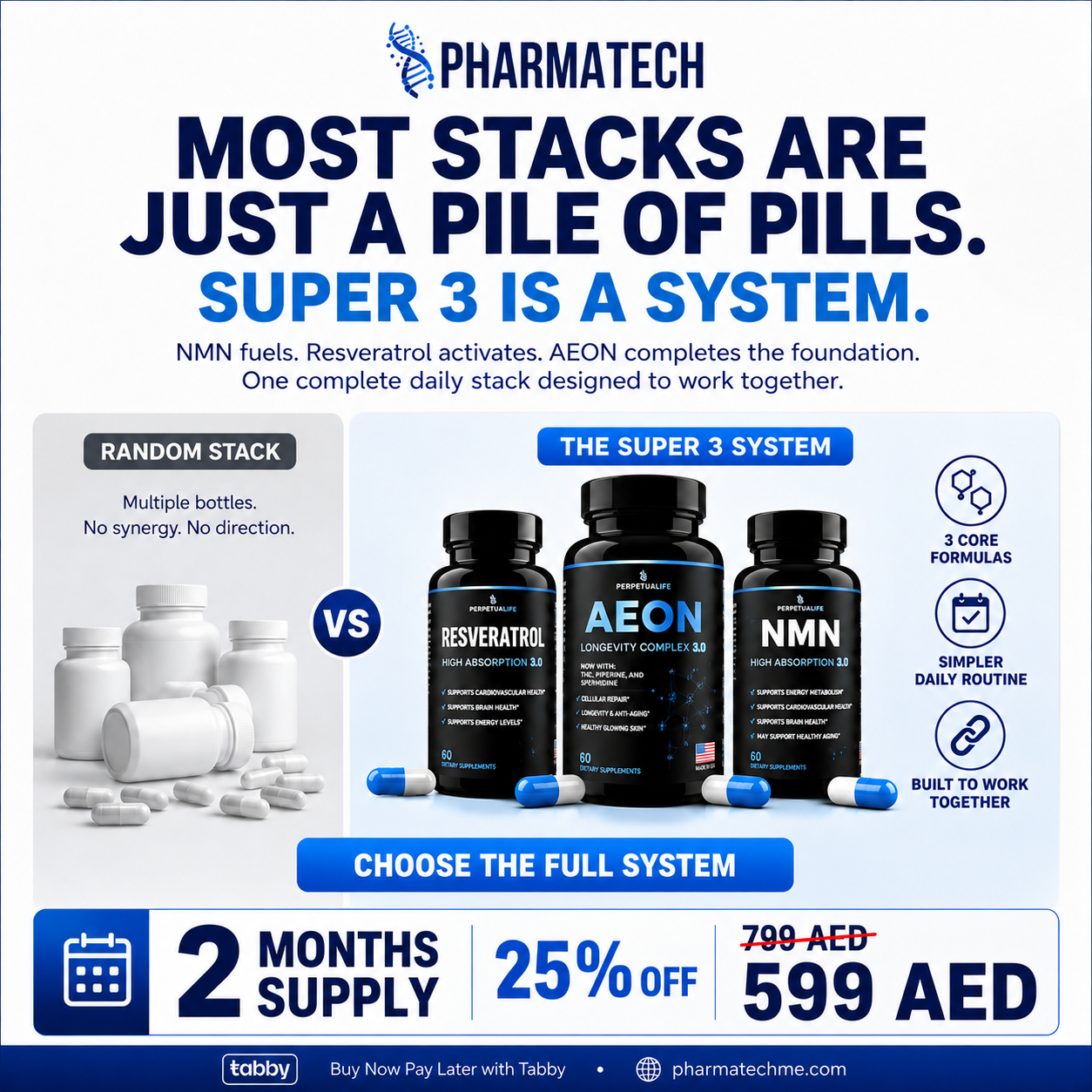 Pharma Tech Facebook ad: 2-month supply for AED599