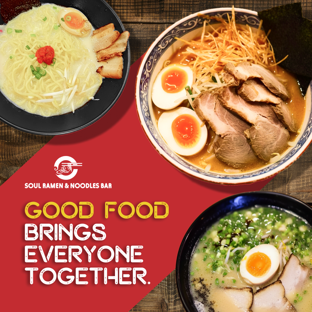 Soul Ramen & Noodles Bar Facebook ad: Buy One, Get Second Half Off (Tues-Wed)