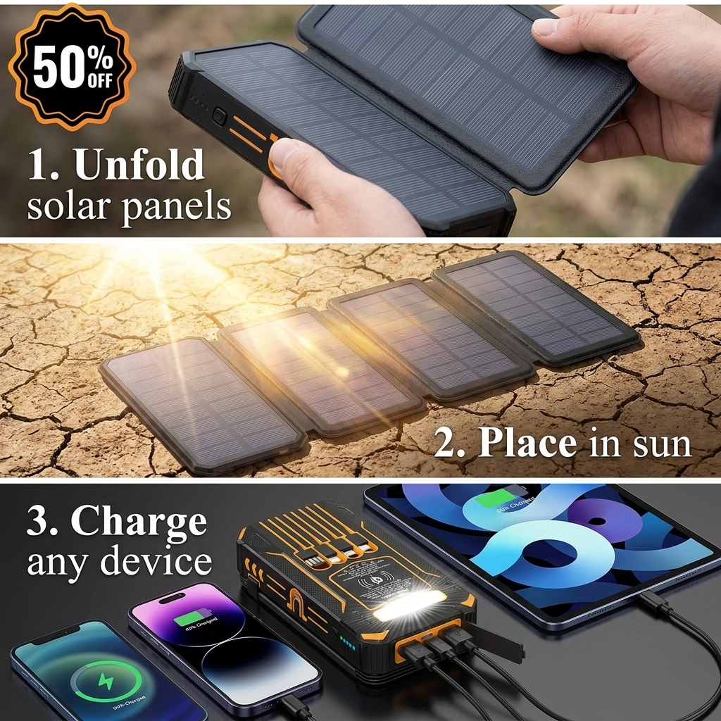 Kikishop Facebook ad: Solar Foldable Power Bank