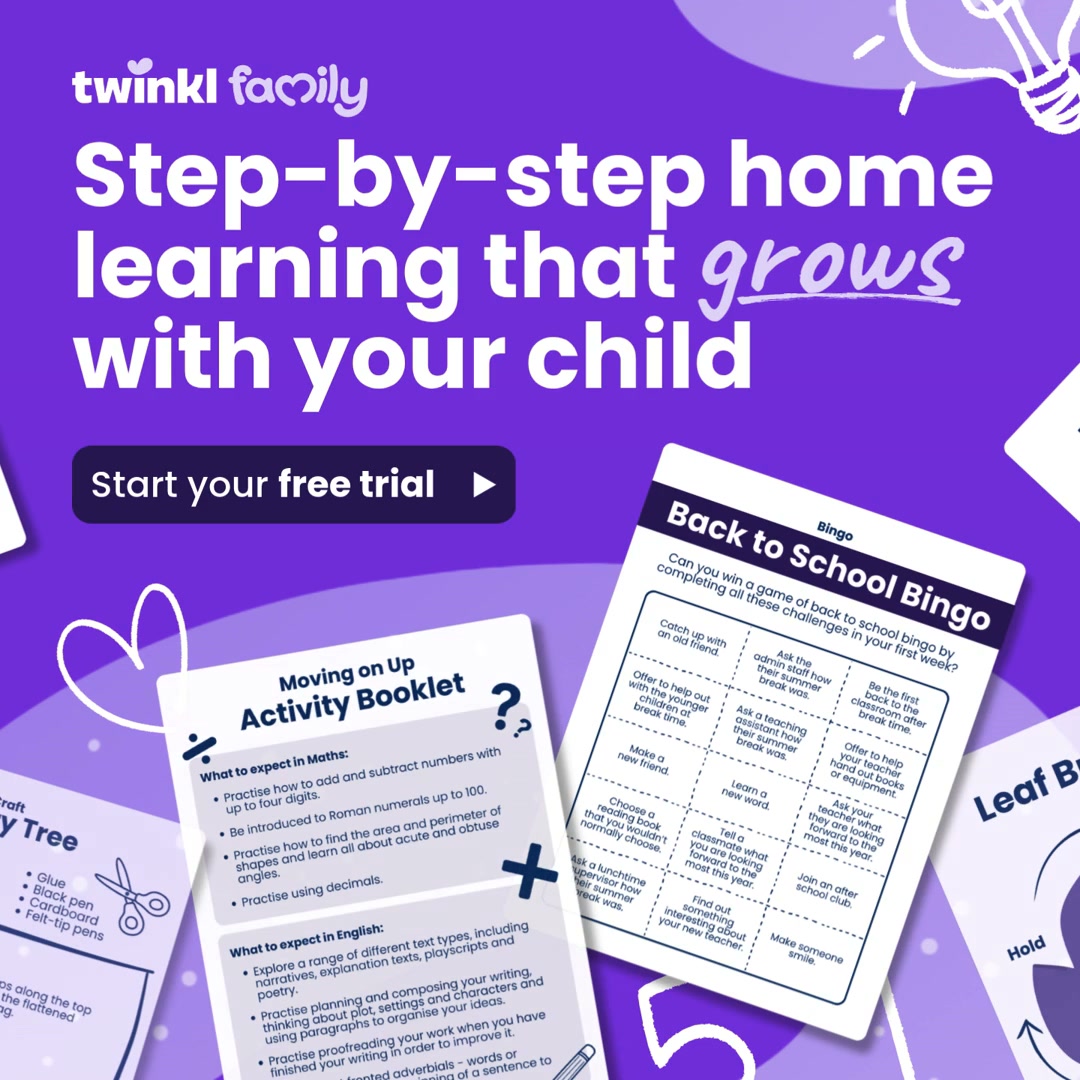 Twinkl Family Facebook ad: Learning resources matched to your child’s age