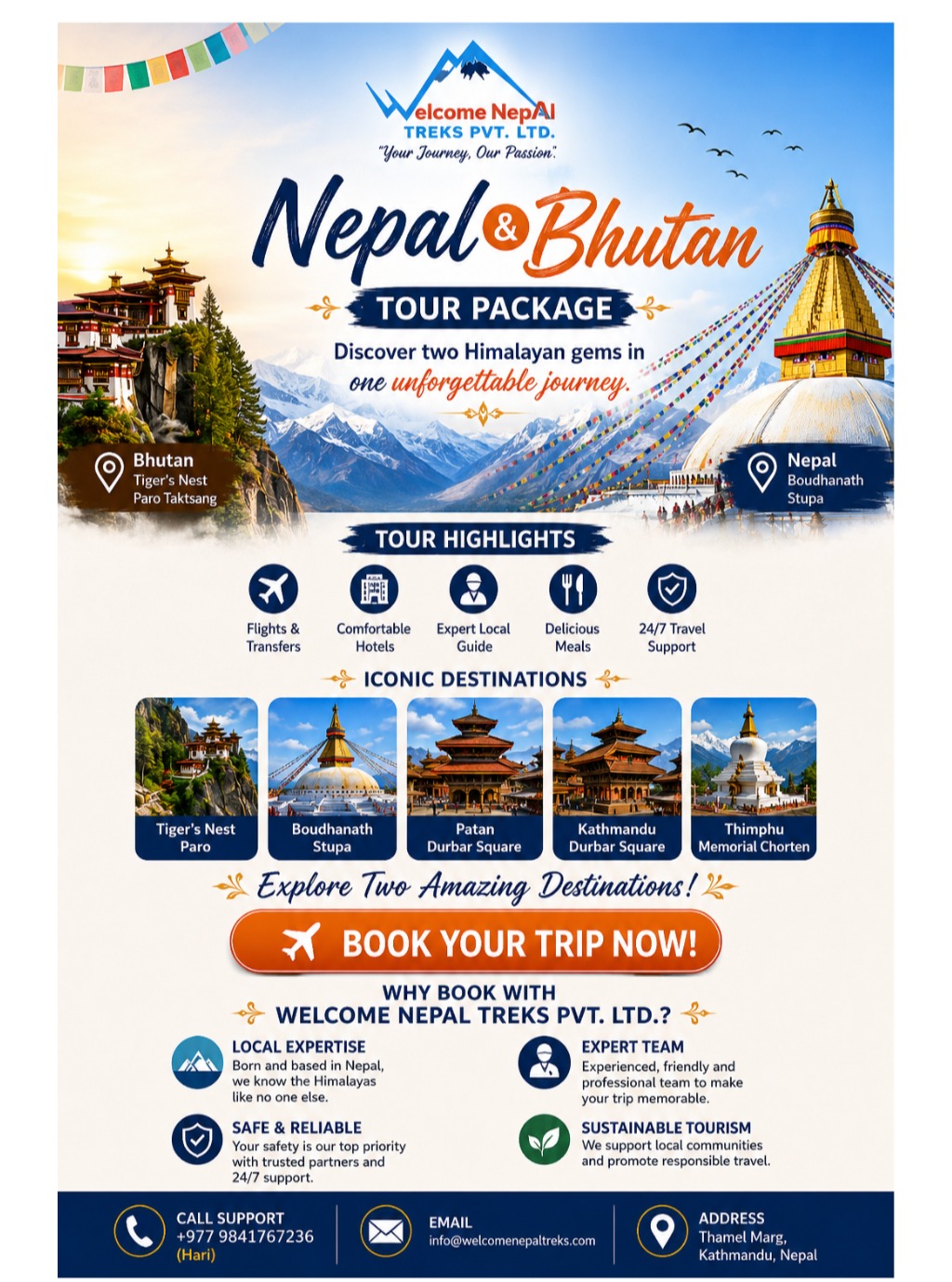 Welcome Nepal Treks and Tours Pvt. Ltd. Facebook ad: Nepal & Bhutan Awaits You!