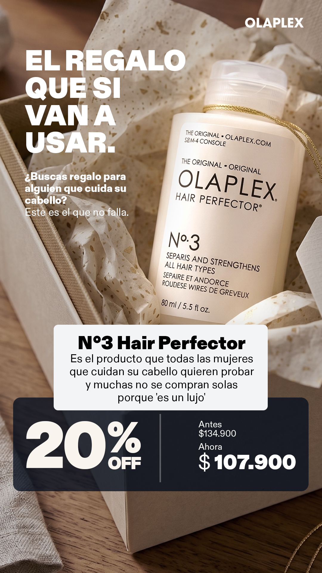 Olaplex Colombia Facebook ad: El secreto de los mejores salones, ahora en tu casa