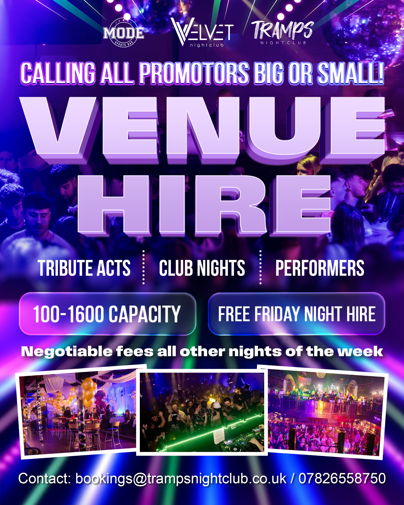 Velvet Nightclub Worcester Facebook ad: FREE Venue Hire In Worcester!