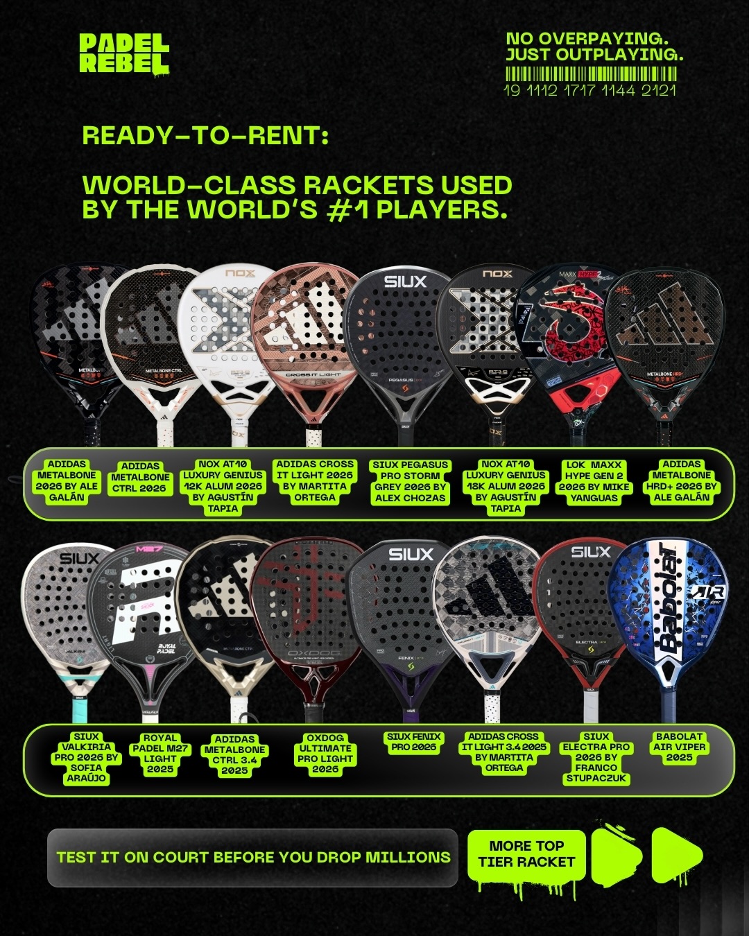 Padel Rebel Facebook ad: ππππ ππ§ ππππ’π₯π π¬π’π¨ π’πͺπ‘ ππ§.