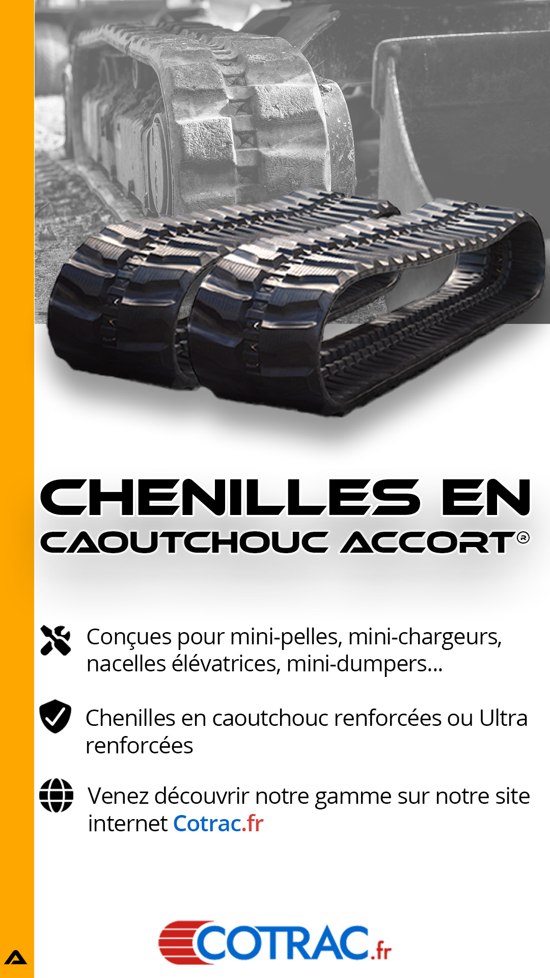 Cotrac.fr Facebook ad: Chenille caoutchouc Accort