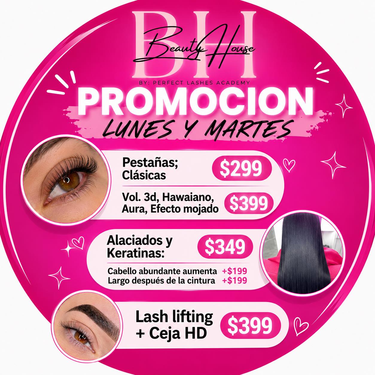 Beauty House by Perfect Lashes Academy Pachuca Facebook ad: PROMO LUNES Y MARTES