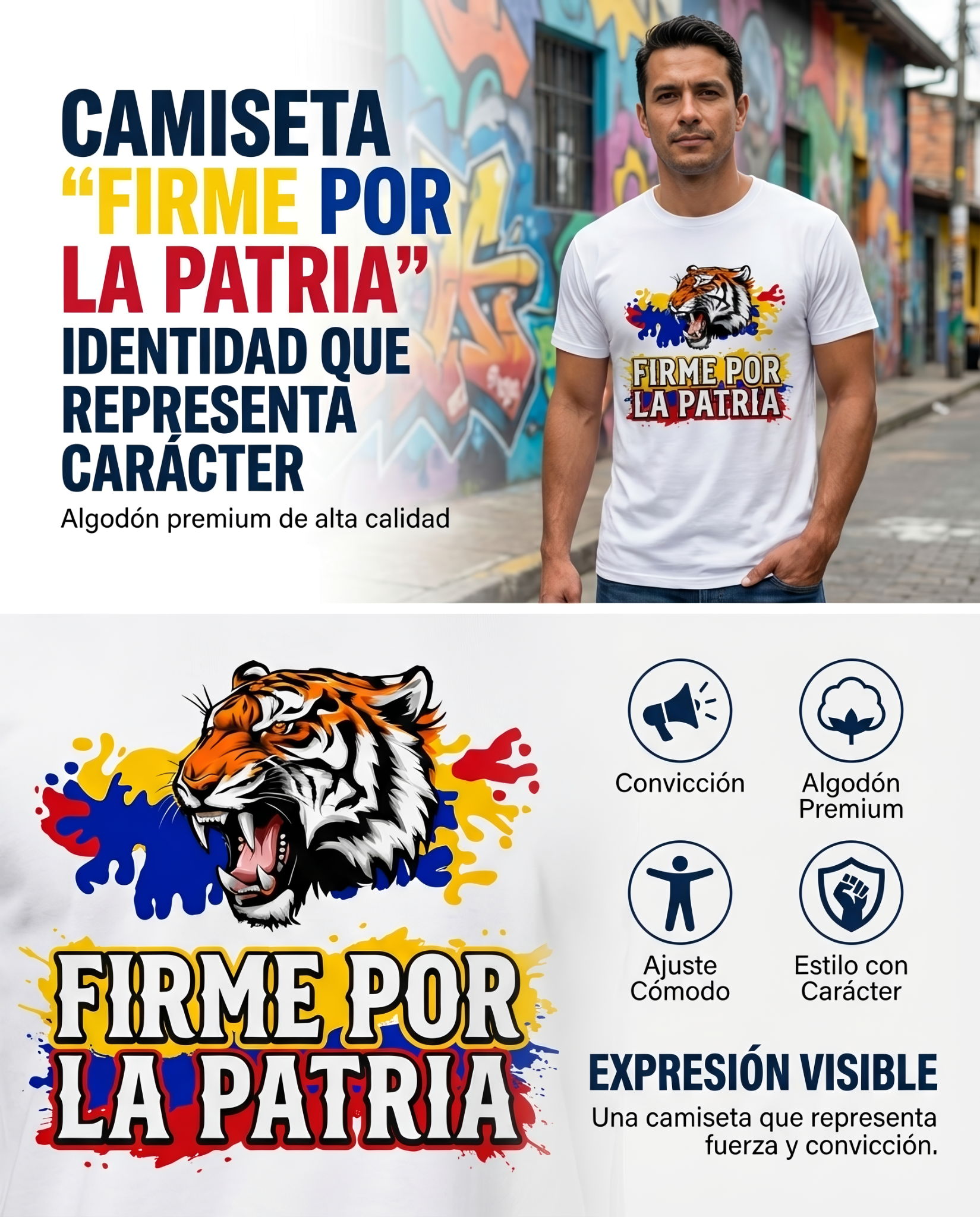 Firmes por la Patria Facebook ad: Fuerza, carácter y convicción.