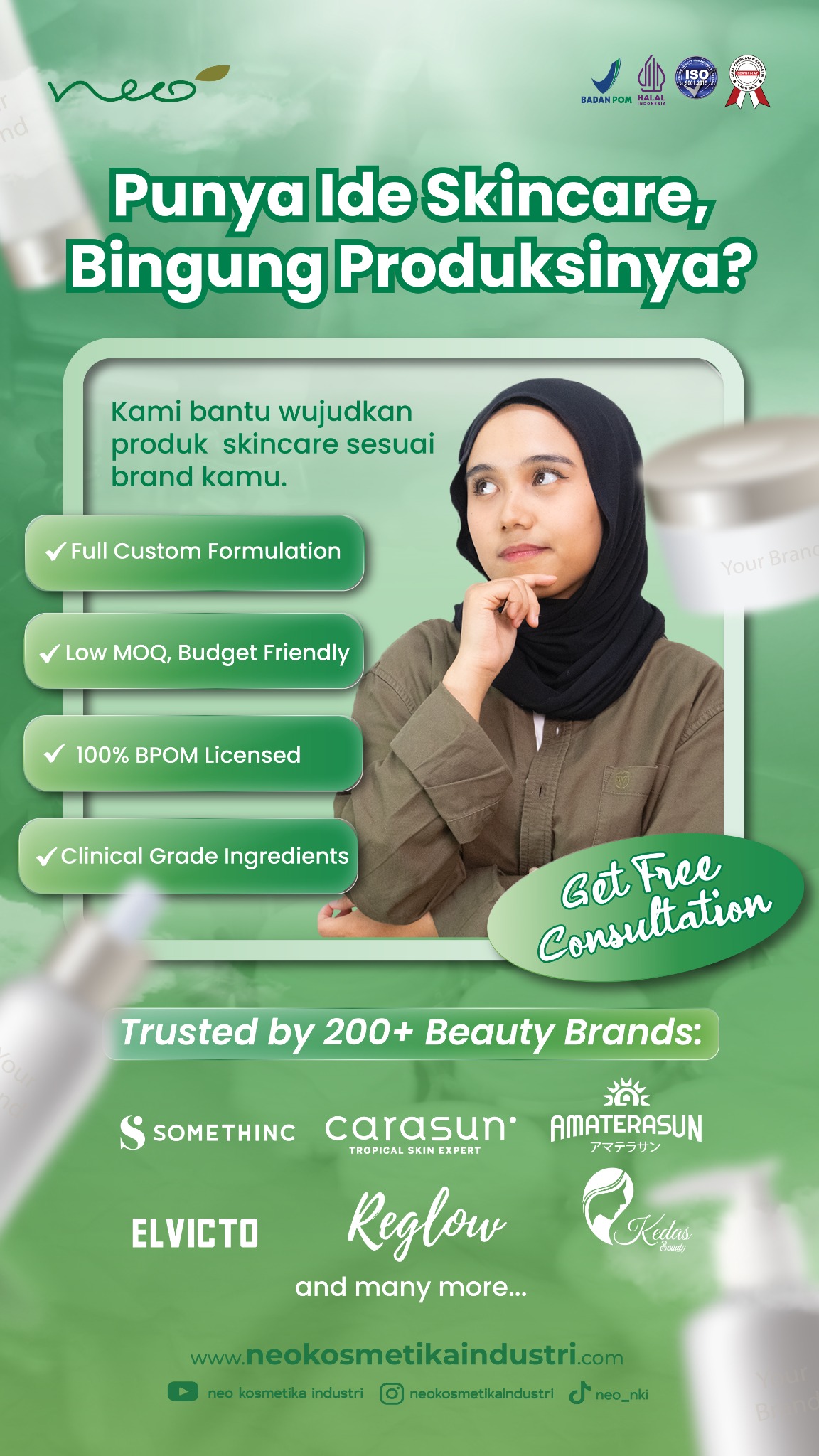 Neo Kosmetika Industri Facebook ad: Maklon Skincare Custom & BPOM