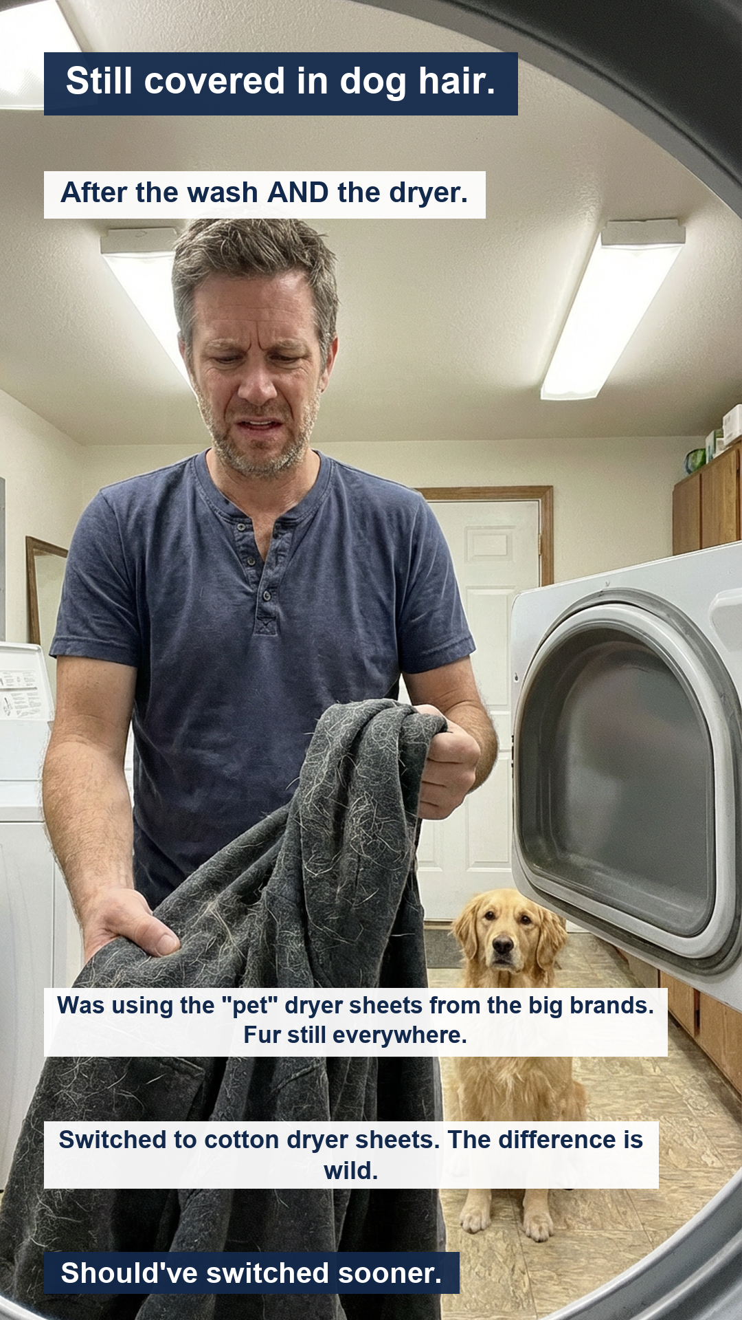 Pet Hair Problems Facebook ad: Dryer sheets