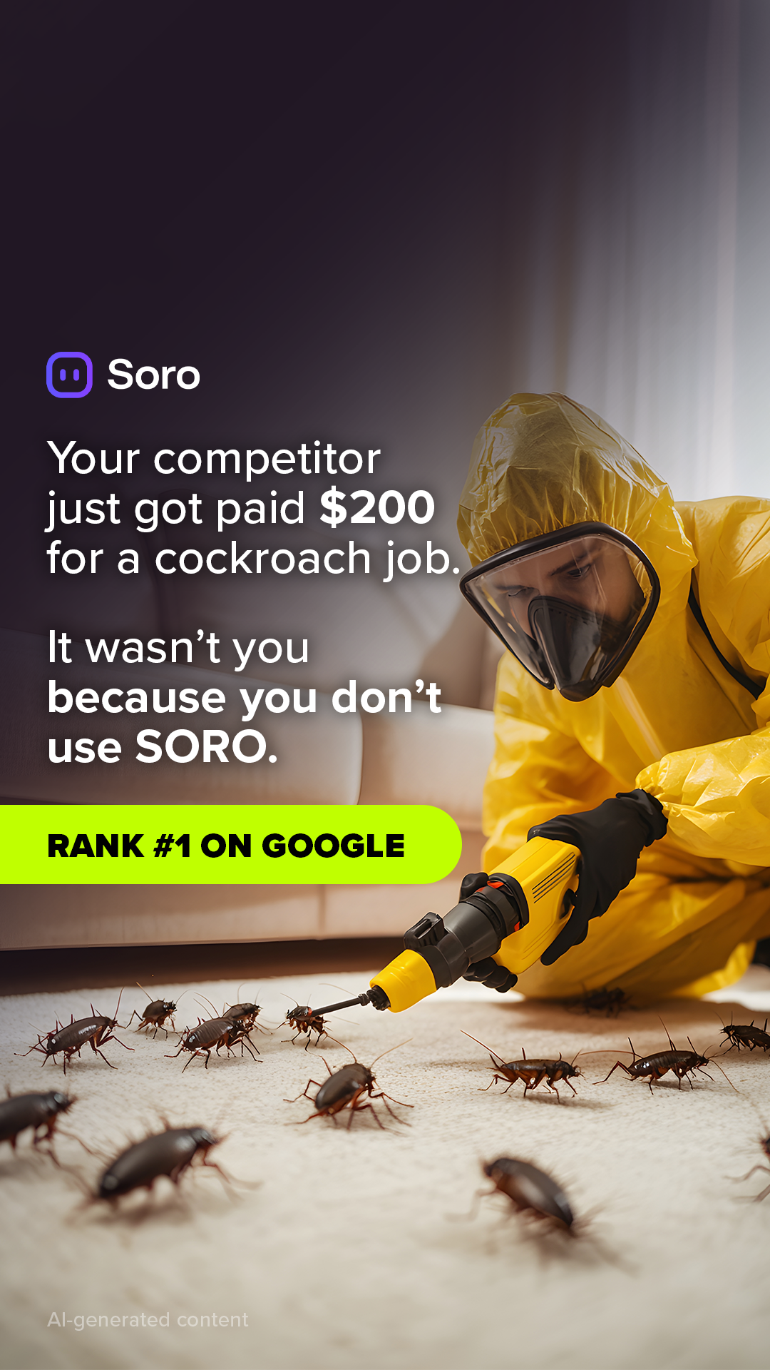 Soro SEO Facebook ad: Get buyers from Google