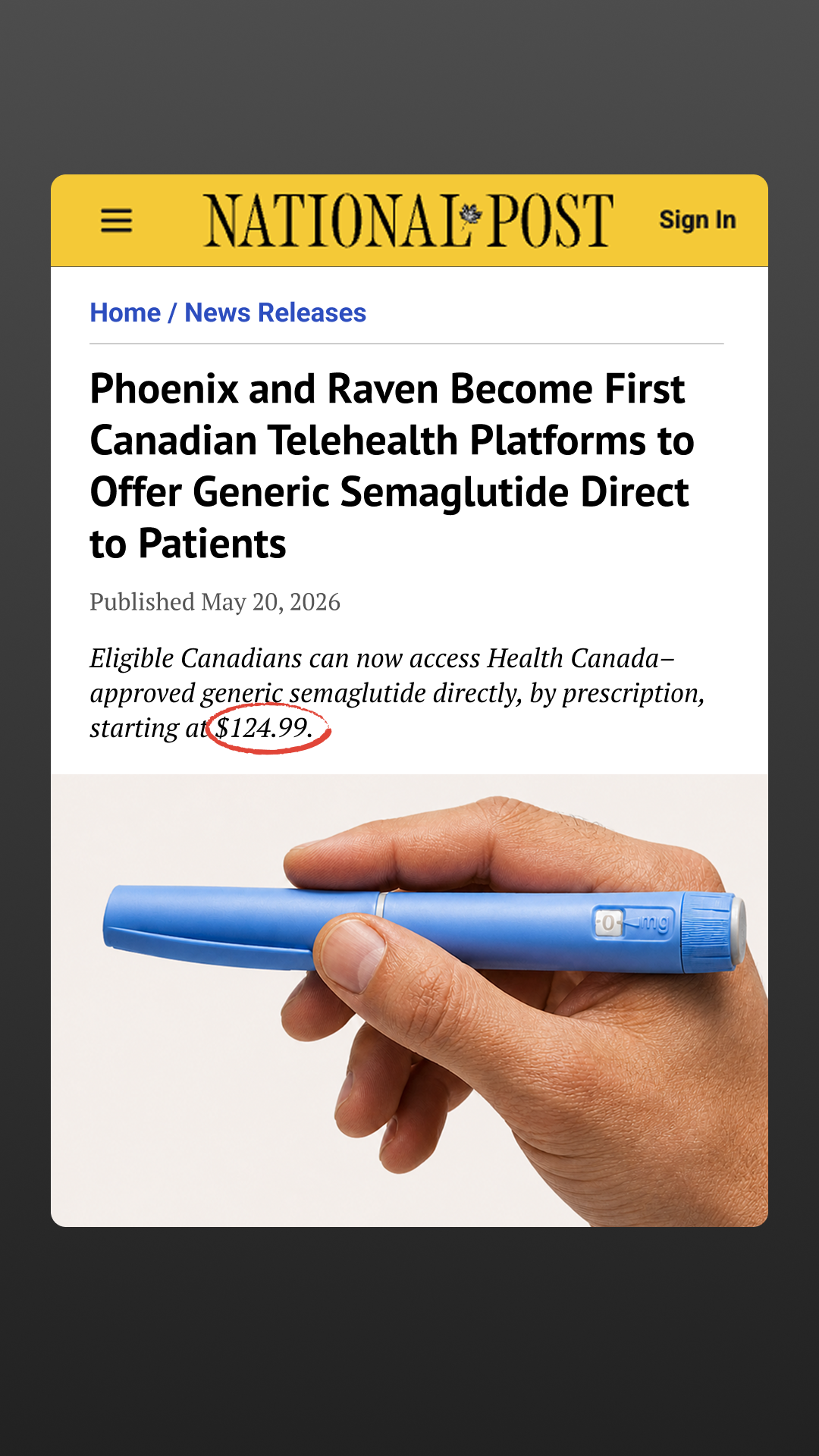 Phoenix Canada Facebook ad
