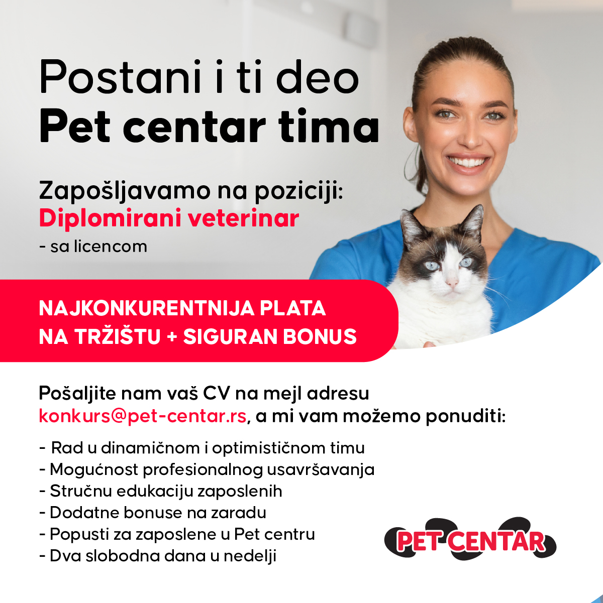 PET CENTAR Srbija Facebook ad: Tražimo veterinara!
