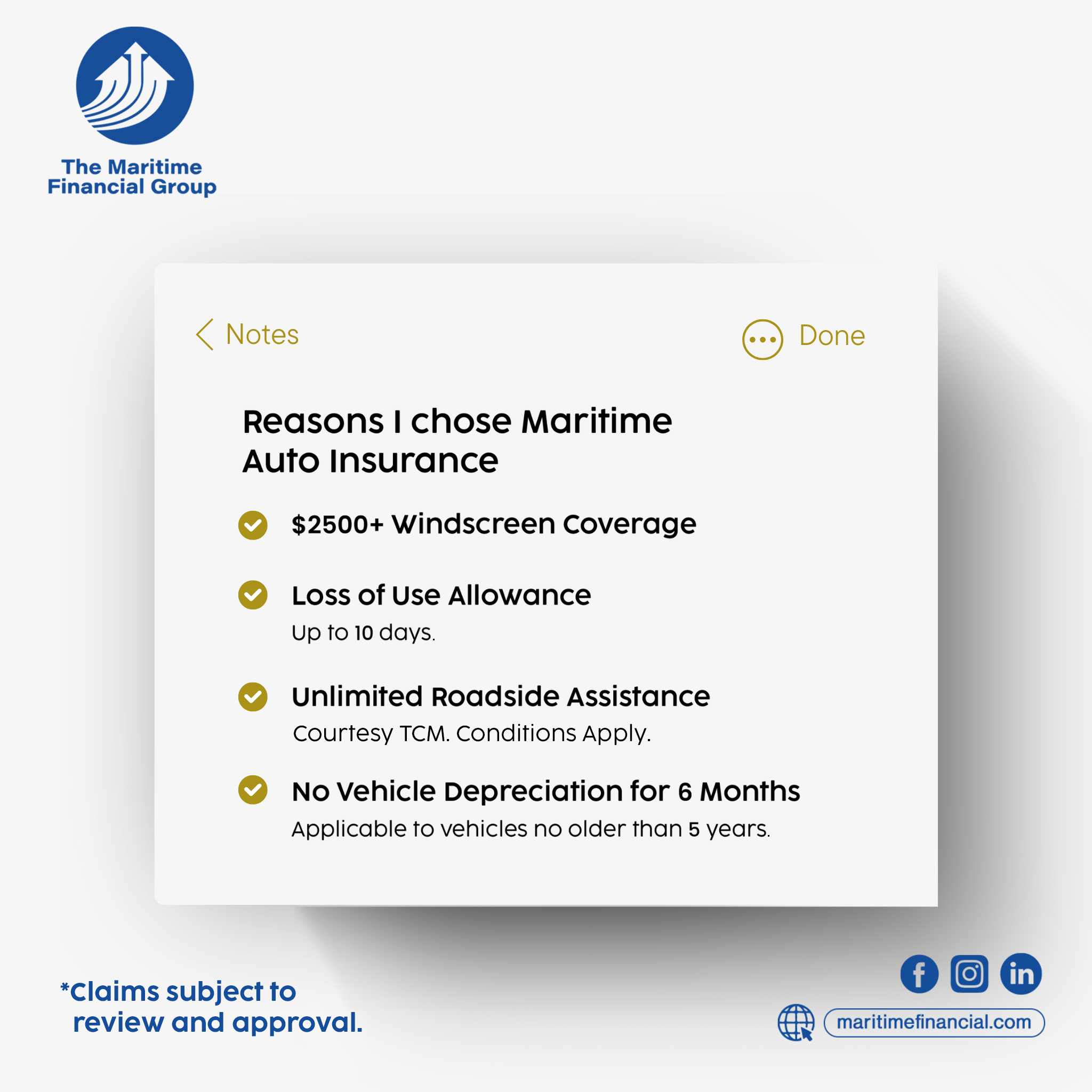 The Maritime Financial Group Facebook ad: Exclusive Insurance Benefits!