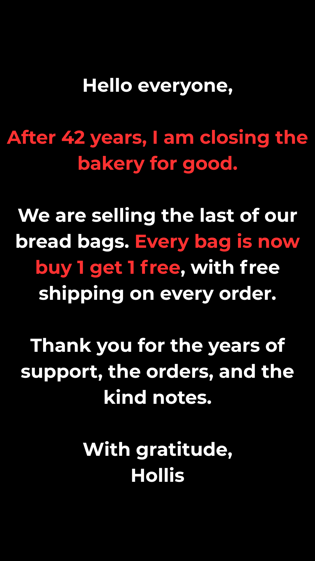 Brenners Bakery Facebook ad