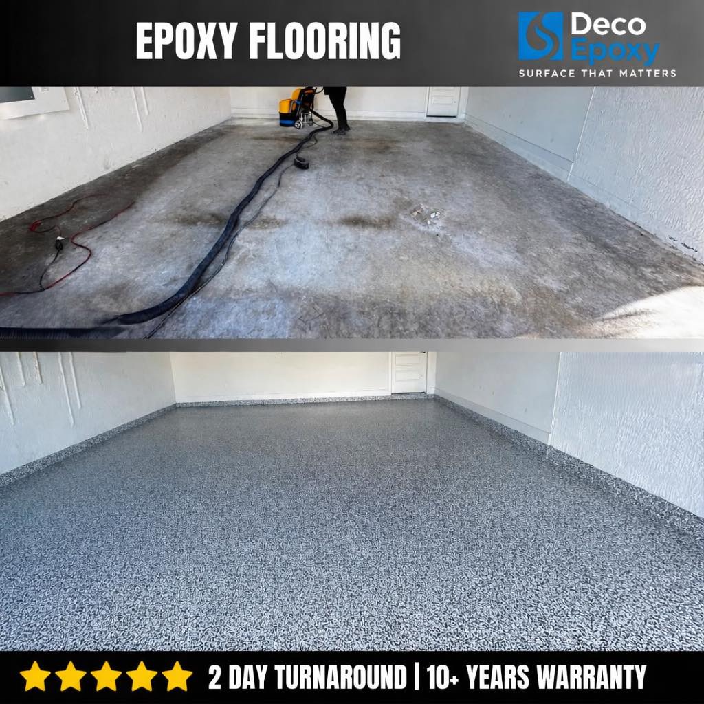 DECO EPOXY Facebook ad: SOUTH FLORIDA HOMES EPOXY FLOORING