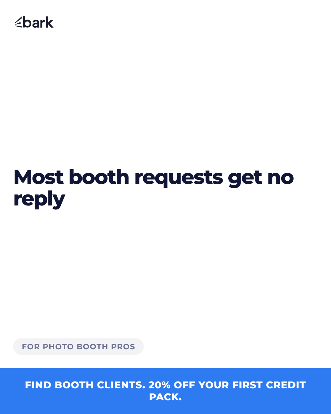 Bark.com Business Facebook ad: 20% off your first credit pack