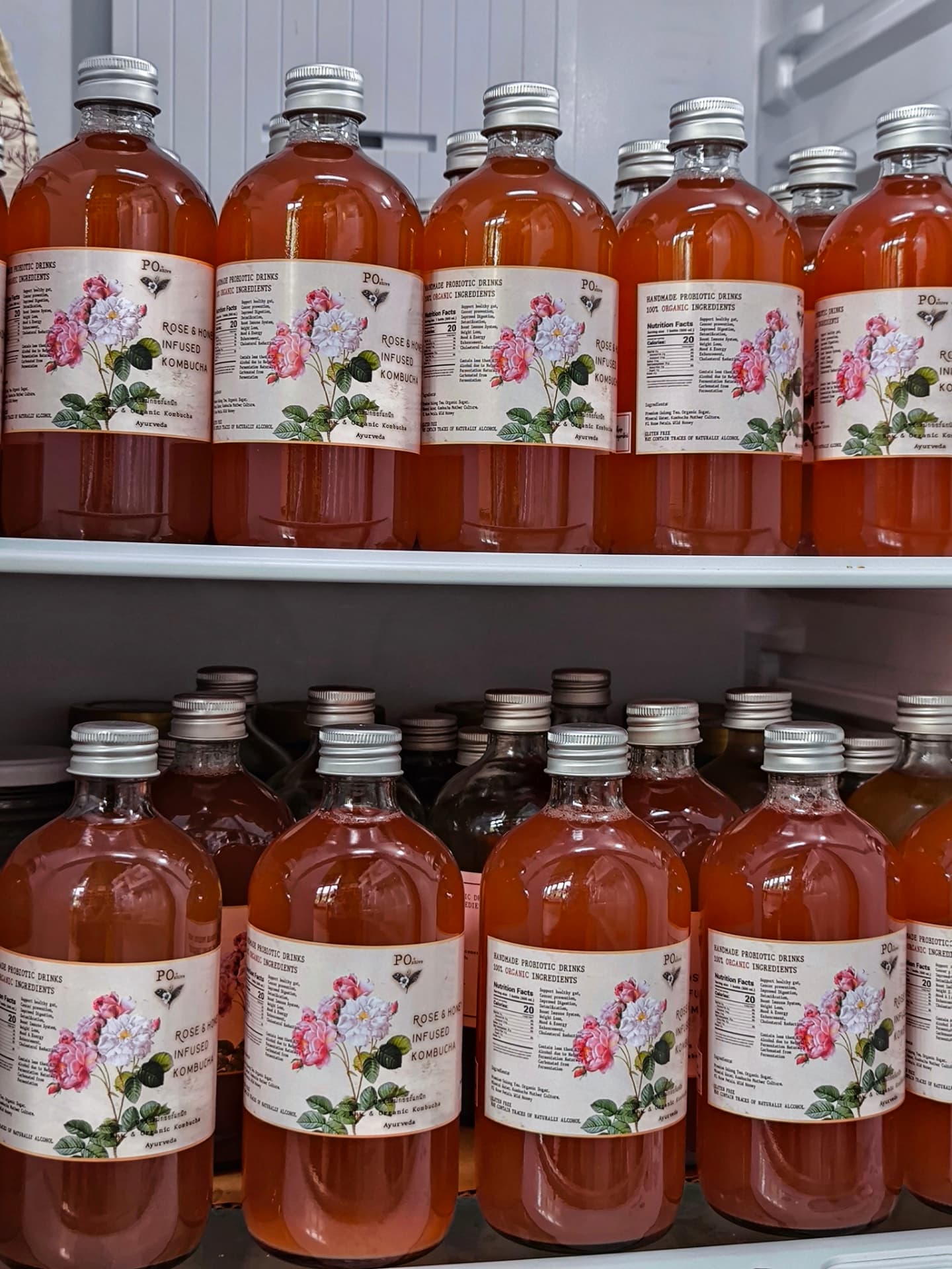 PO+ Kombucha Facebook ad: Rose & Honey Infused Kombucha…