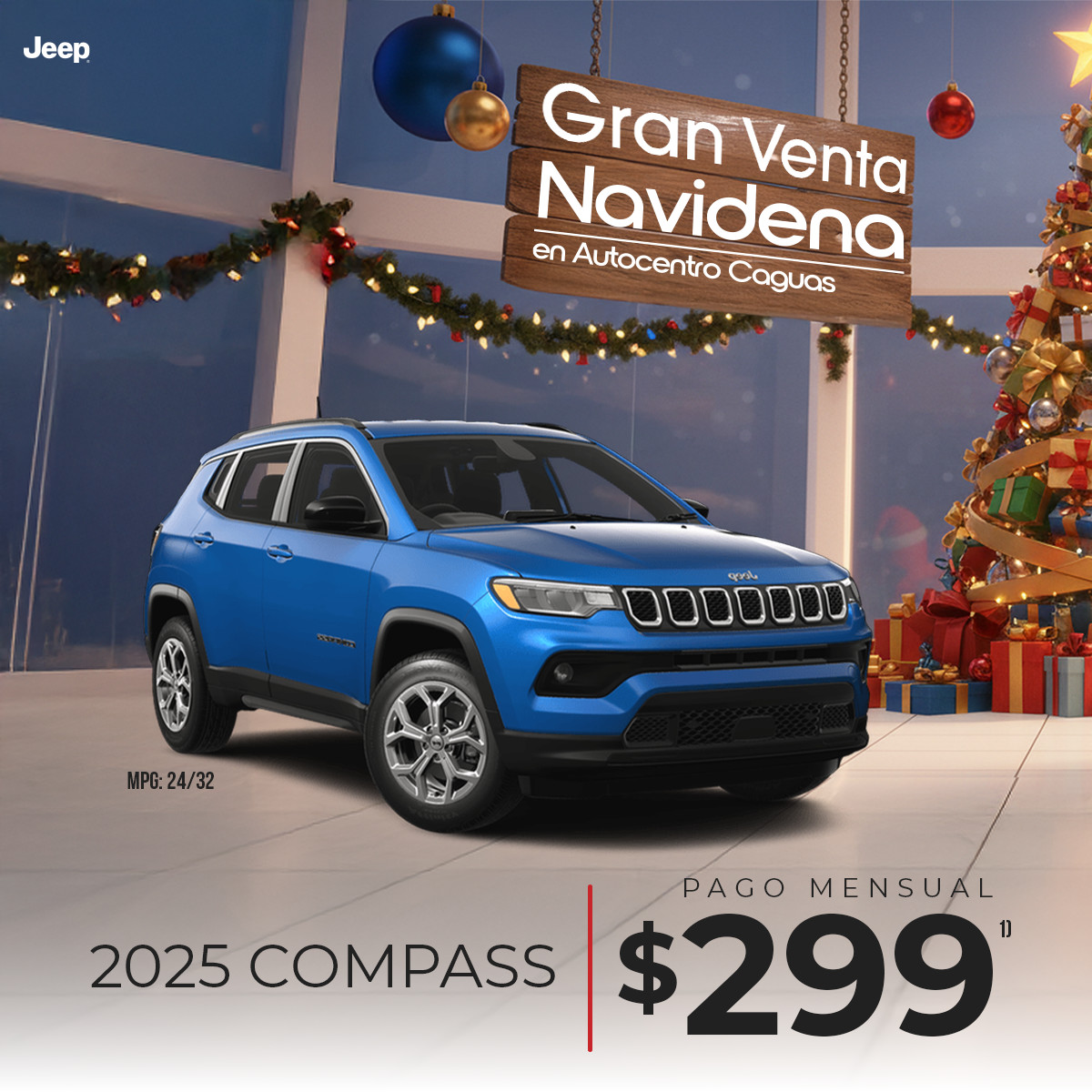 Autocentro Chrysler Dodge Jeep Facebook ad: La Gran Venta Navideña llegó a Caguas.