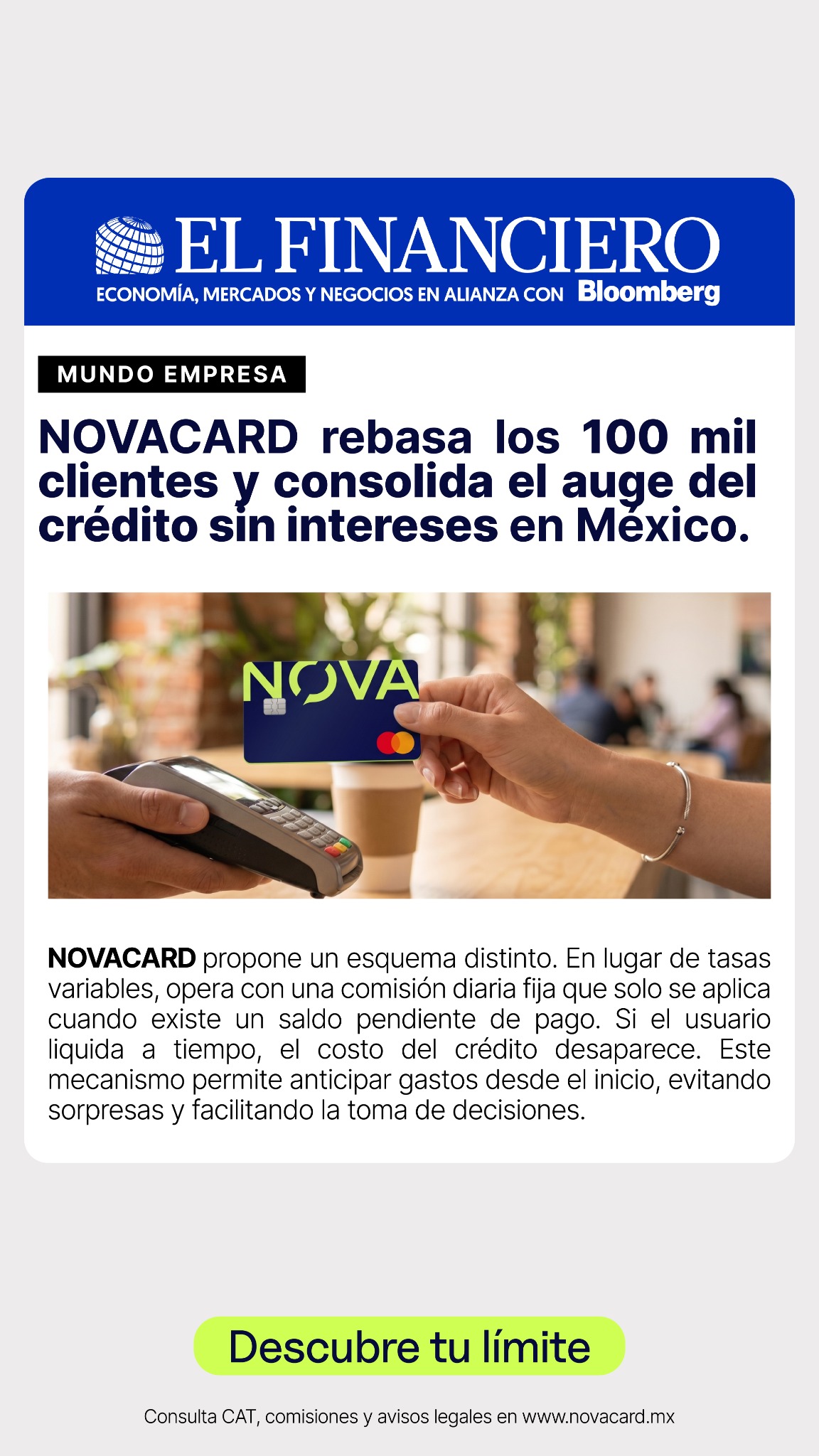 Novacard Facebook ad