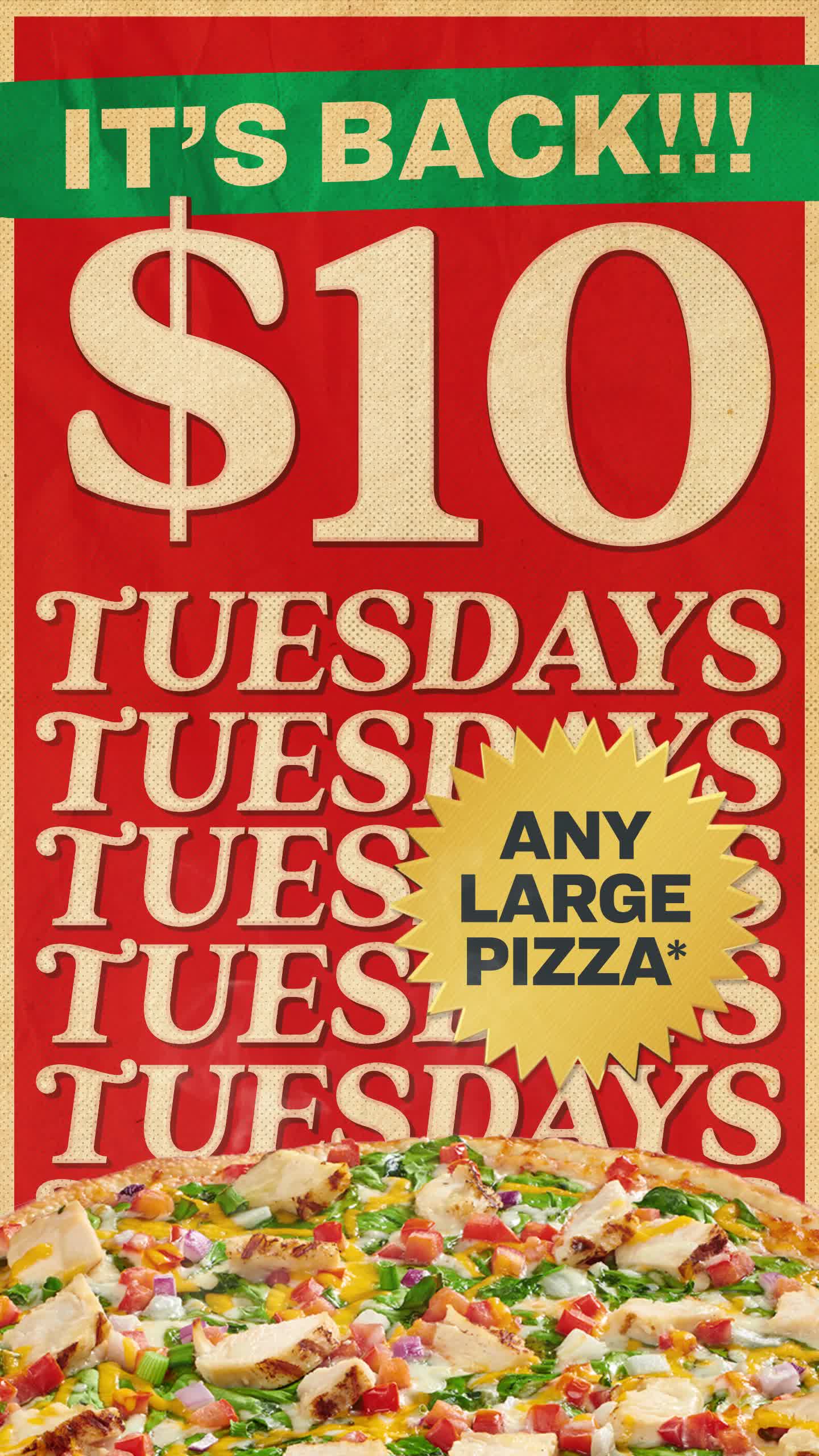 Papa Murphy's Pizza Facebook ad: $10 Larges Every Tuesday