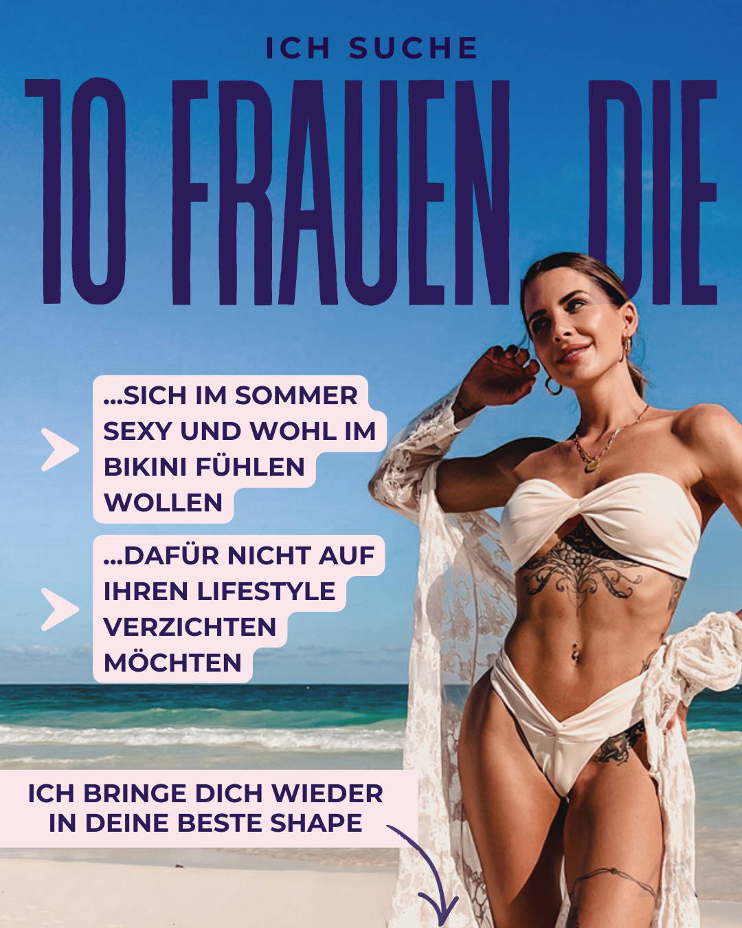 Andrina Santoro - Online Coaching Facebook ad: Ich suche 10 Frauen, die bis zum Sommer…