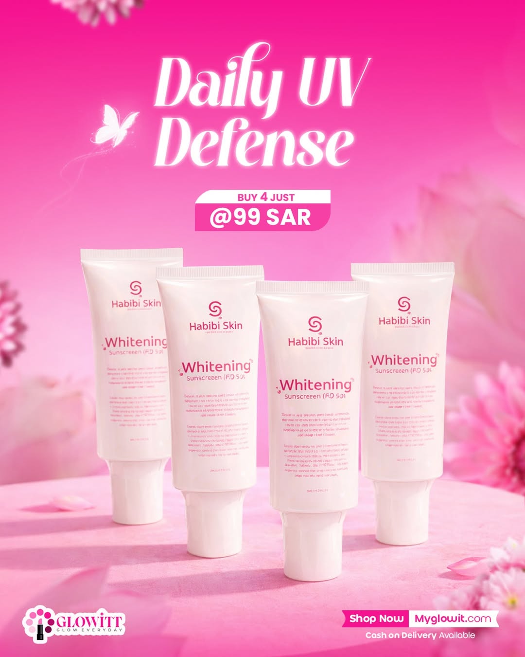 Glowitt Facebook ad: SPF 50 Tinted Sunscreen (Makeup + Protection)