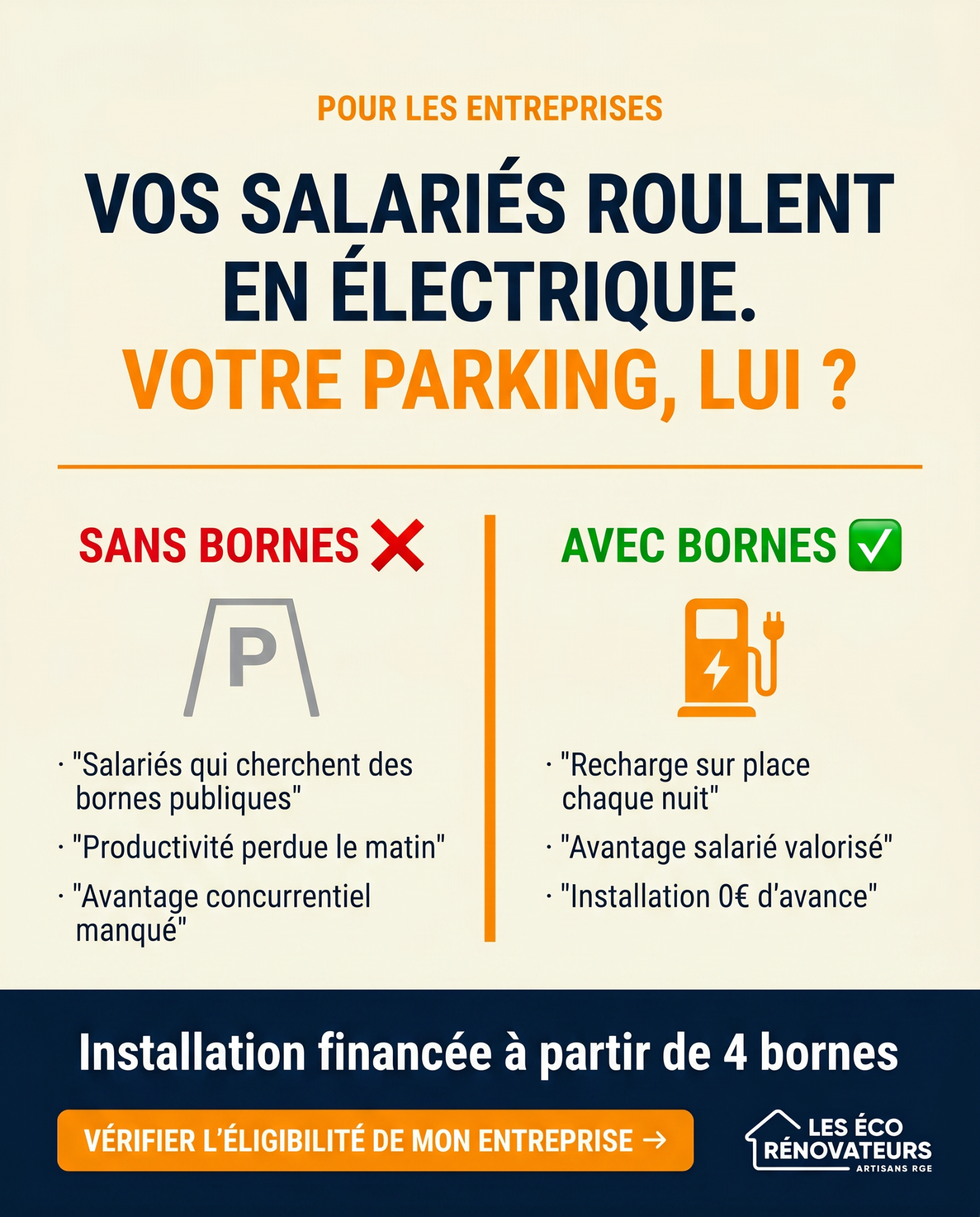 Les Écos Rénovateurs Facebook ad: Équipez votre parking. Zéro investissement initial.