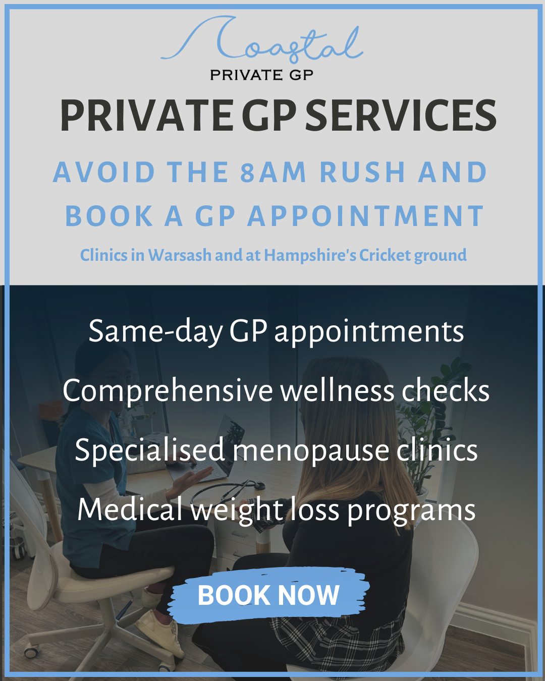 Coastal Private GP and Aesthetics Facebook ad: Book your appointment today