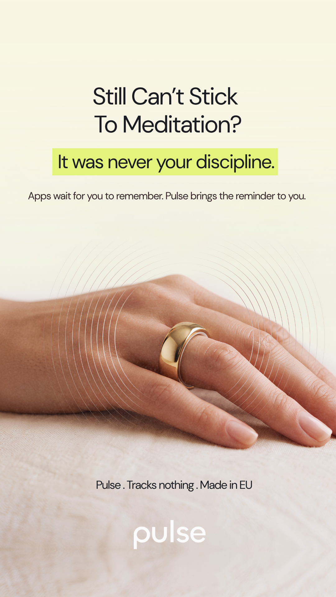 The Pulse Ring Facebook ad: Quit meditating again? It wasn't your discipline