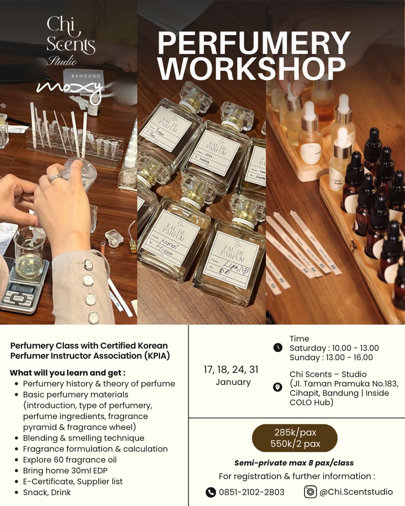 chi.scentstudio Facebook ad: Perfumery Workshop with Certified Instructor in Bandung!