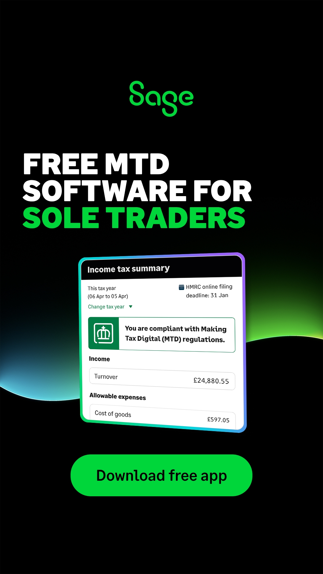 Sage Facebook ad: Download the app