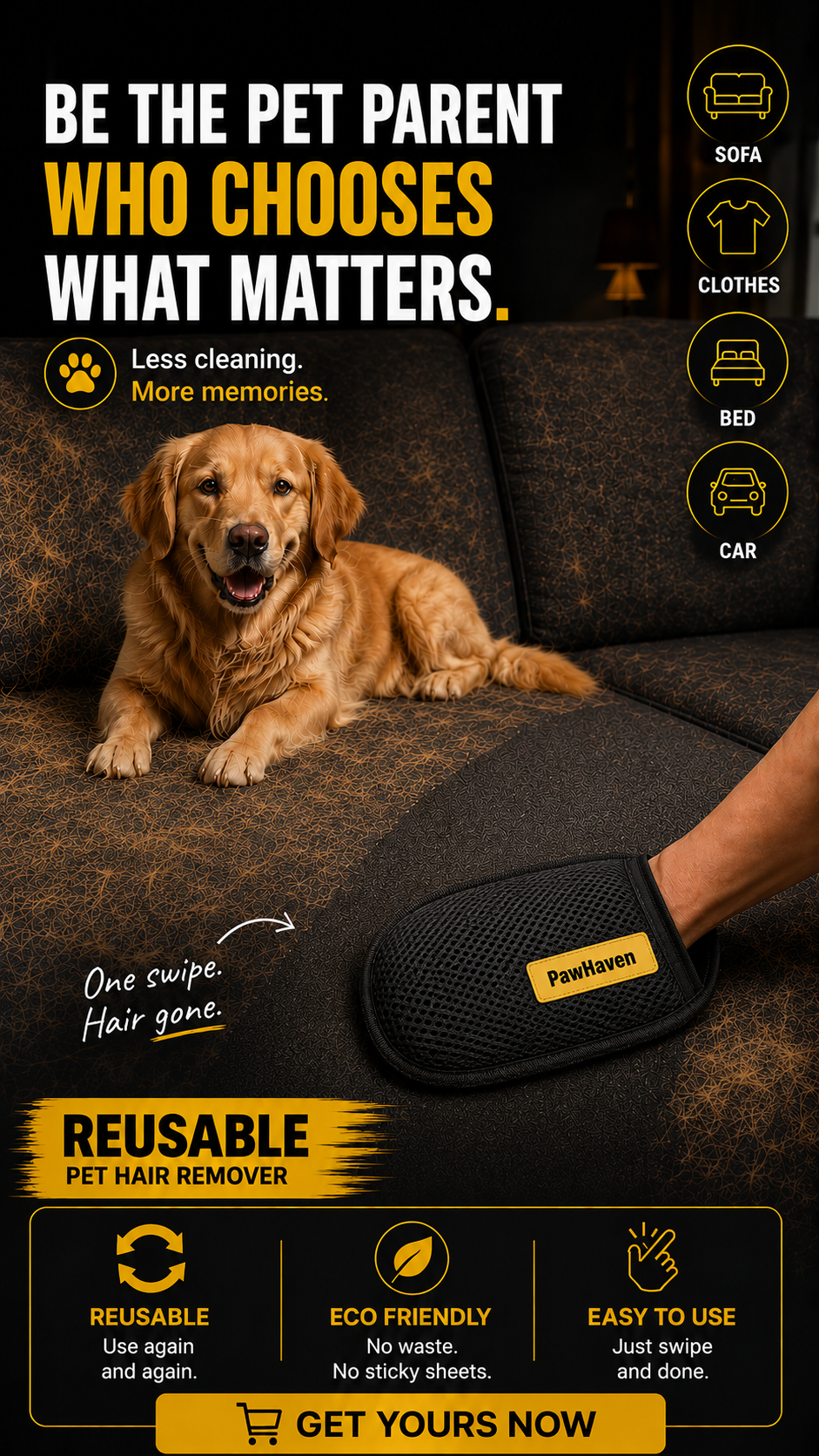 PawHaven Facebook ad: STOP CLEANING. START ENJOYING YOUR PET.