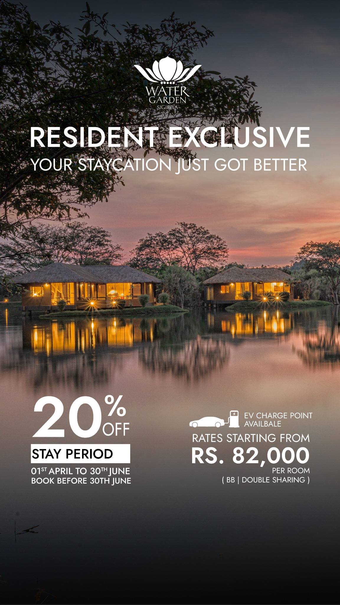 Water Garden Sigiriya Facebook ad from May 8, 2026