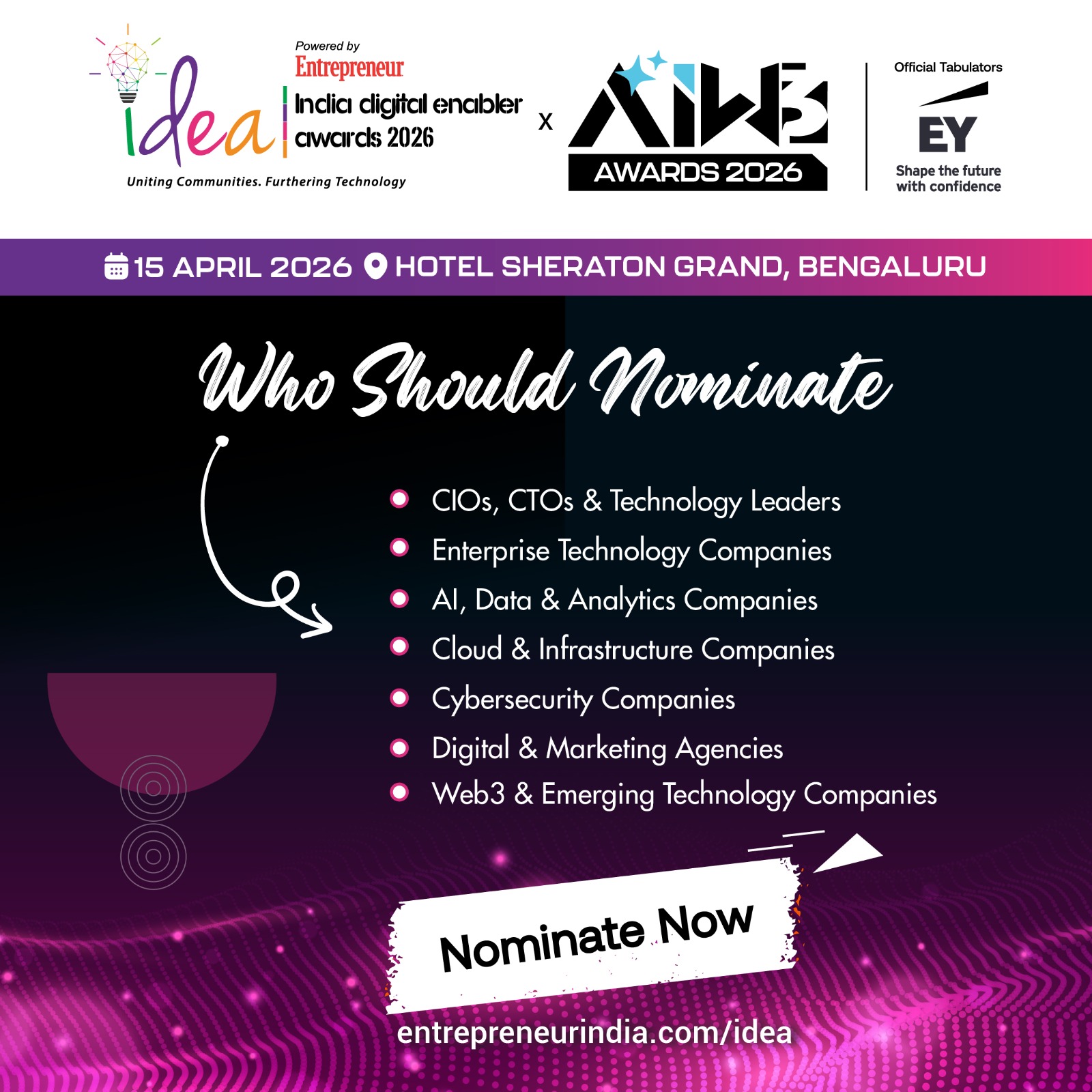 Entrepreneur India Facebook ad: IDEA Awards x AIxW3 Awards 2026: Nominate Now