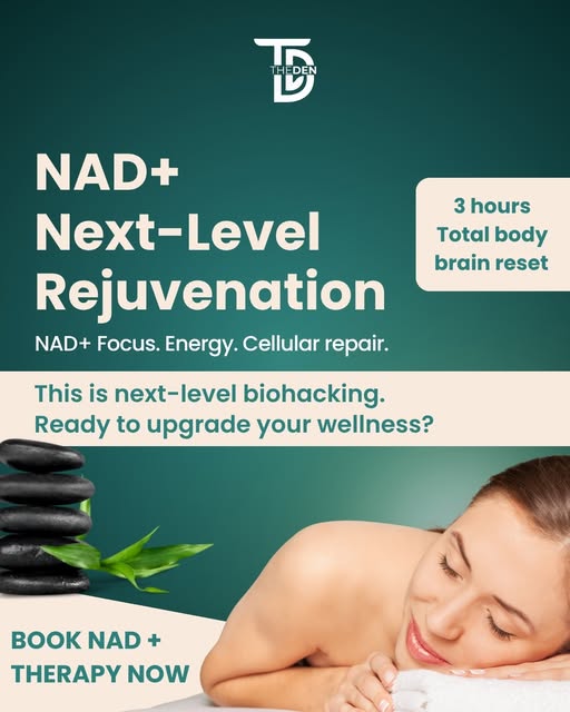 TheDen Facebook ad: Boost energy with NAD+ IV therapy!
