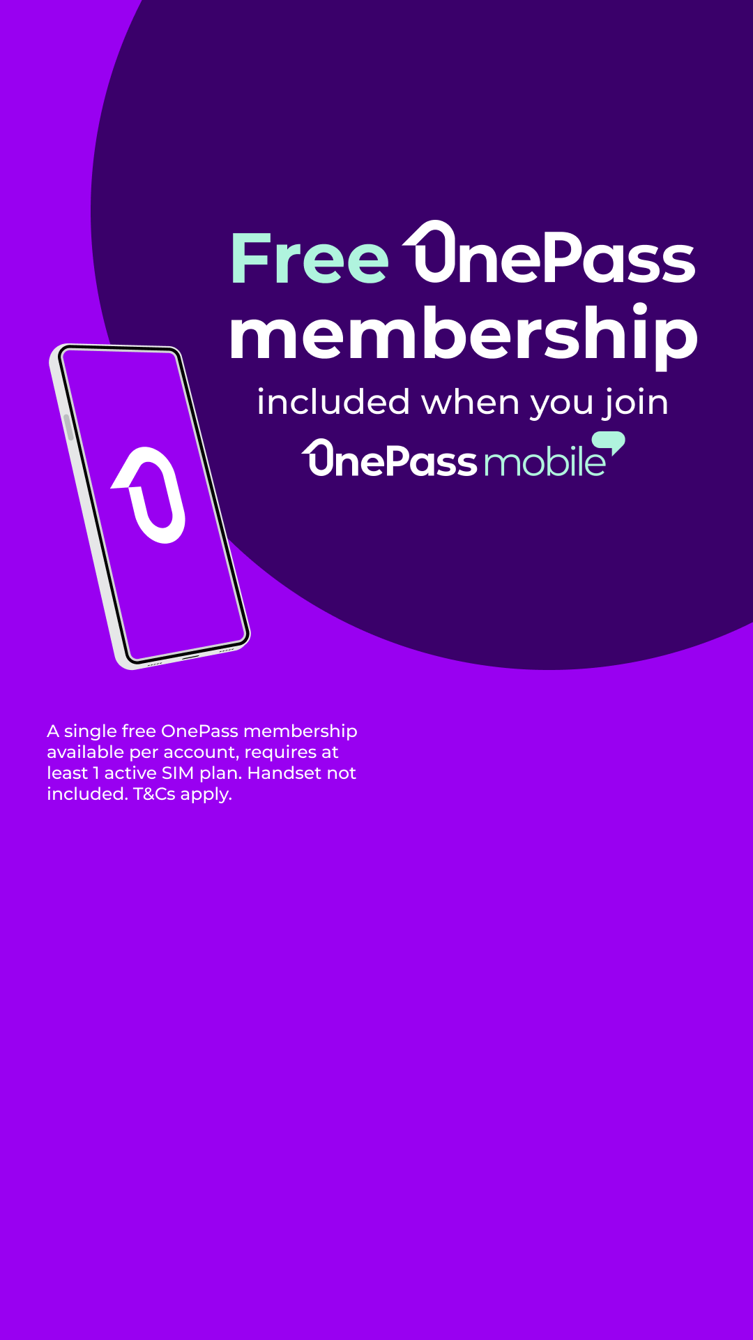 OnePass Facebook ad: Sign up to OnePass mobile