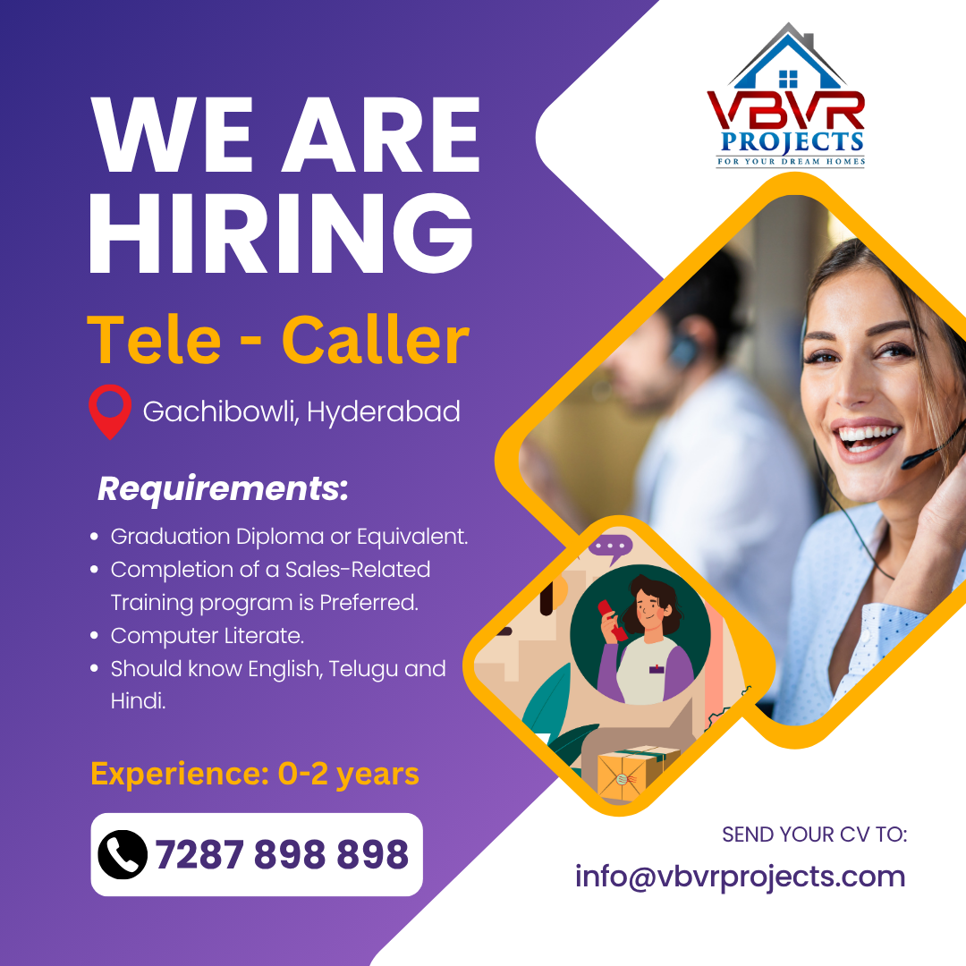 VBVR Projects Facebook ad: We’re Hiring Women Tele-Callers, 0-2 Yrs Experience