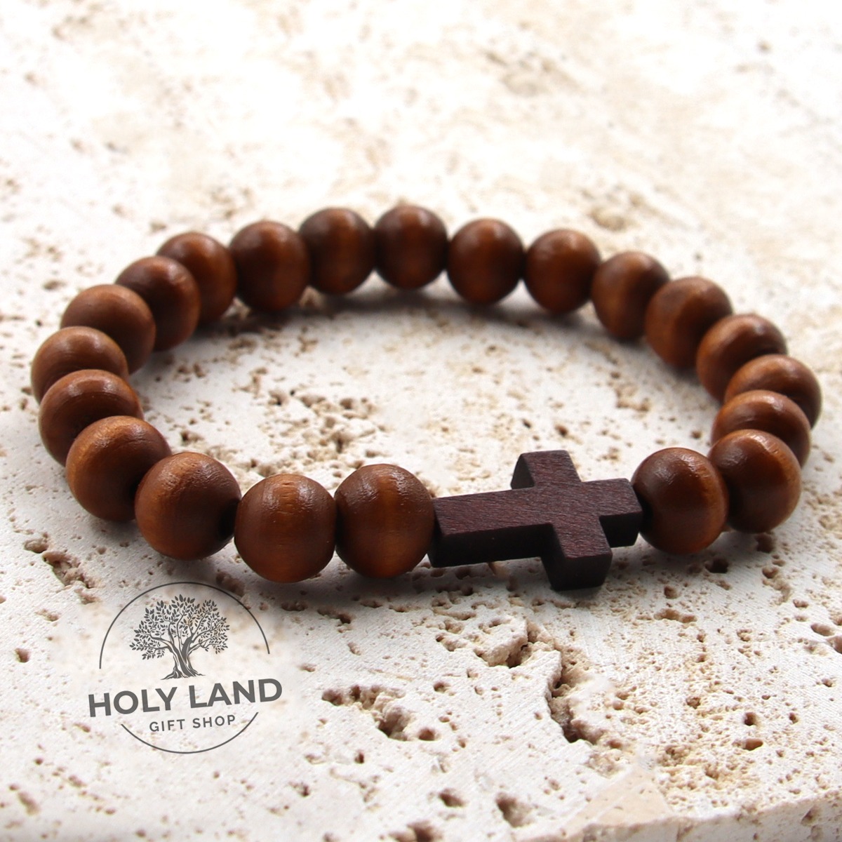 Holy Land Gift Shop Facebook ad: Classic Aleppo Natural Wood Cross Bracelet