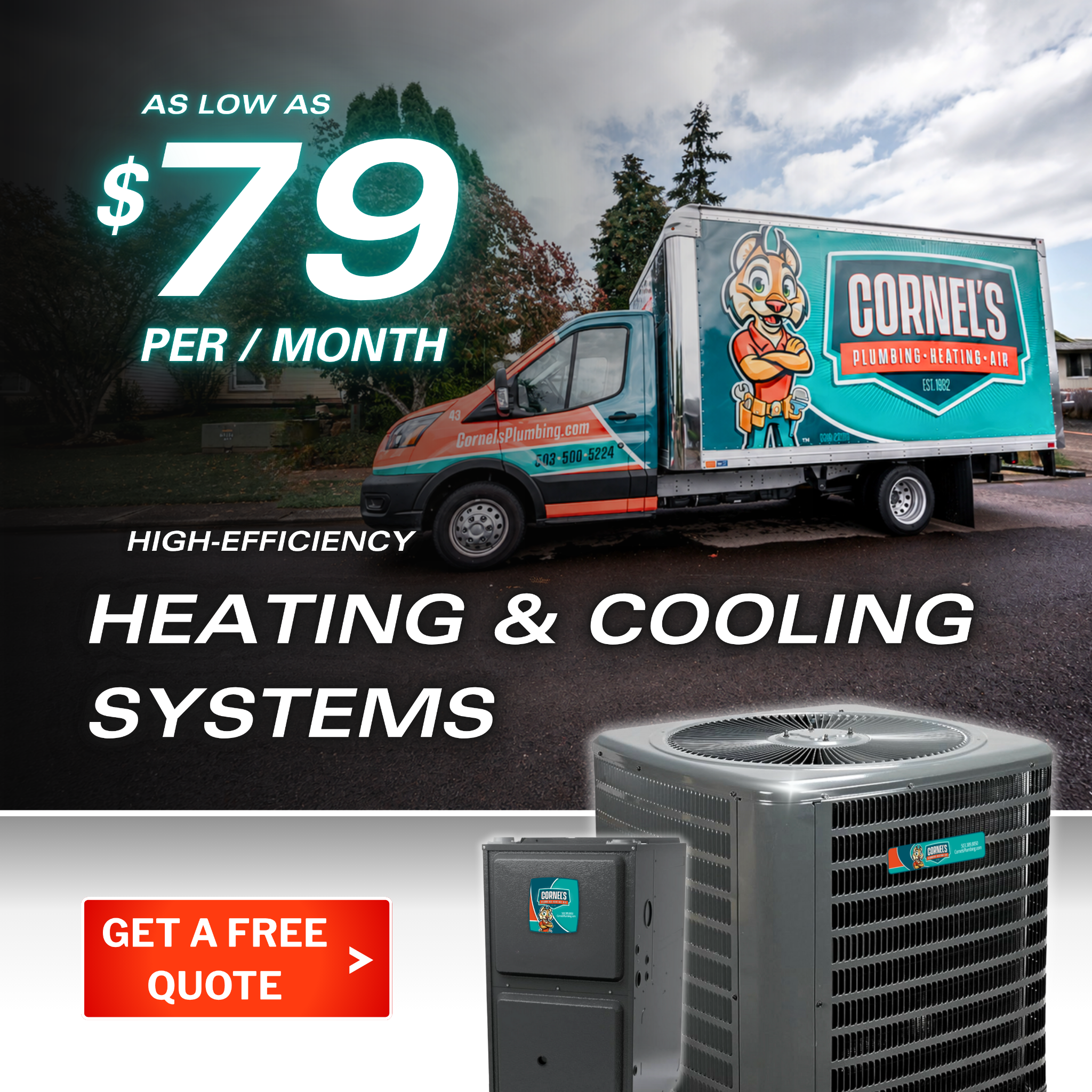 Cornel’s Plumbing, Heating & Air Conditioning Facebook ad