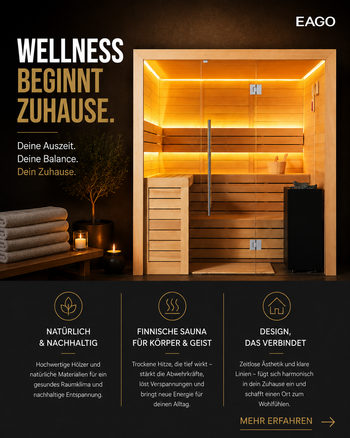 EAGO Deutschland GmbH Facebook ad: Wellness beginnt zuhause