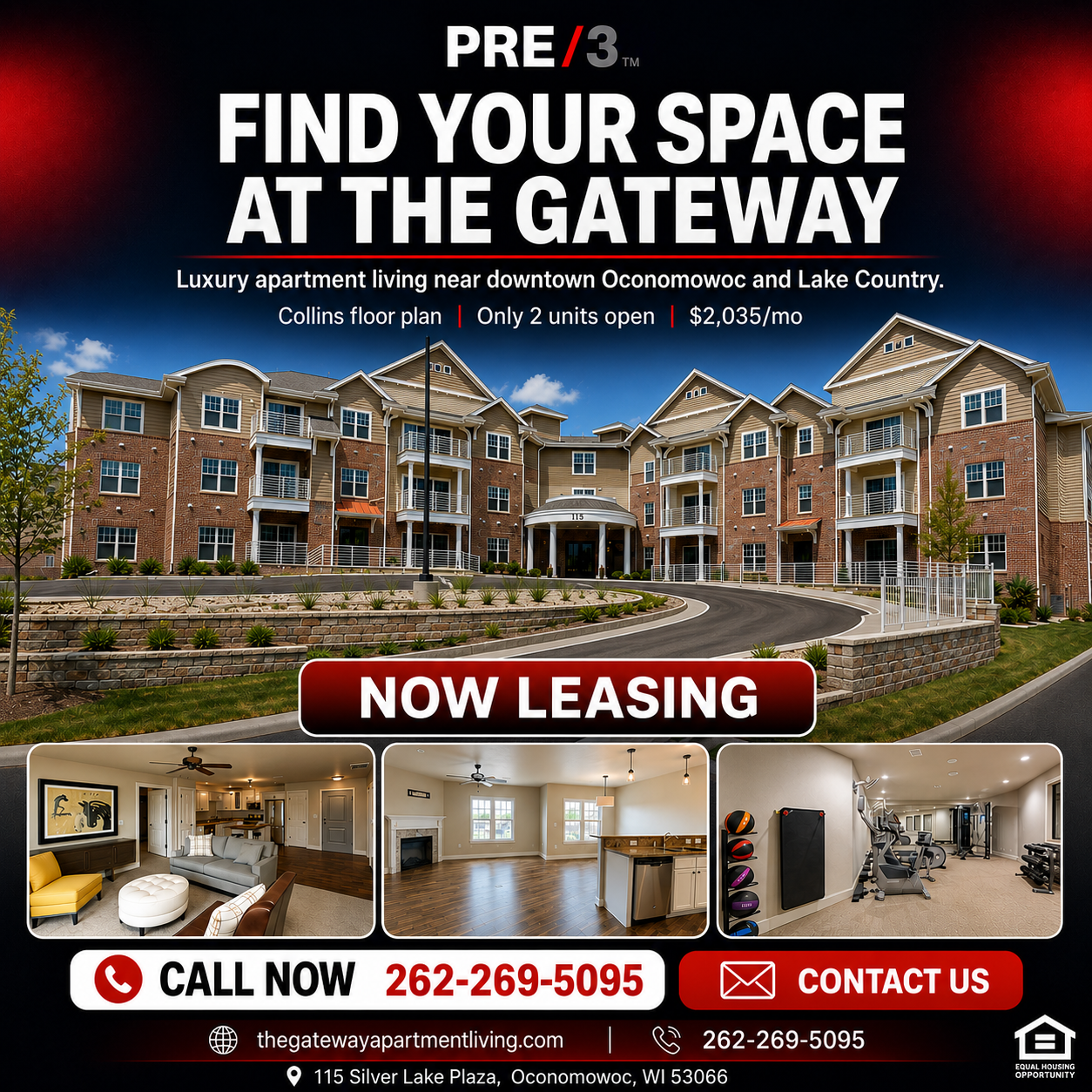 PRE/3 Real Estate Management Facebook ad: The Gateway, Downtown Oconomowoc, WI.