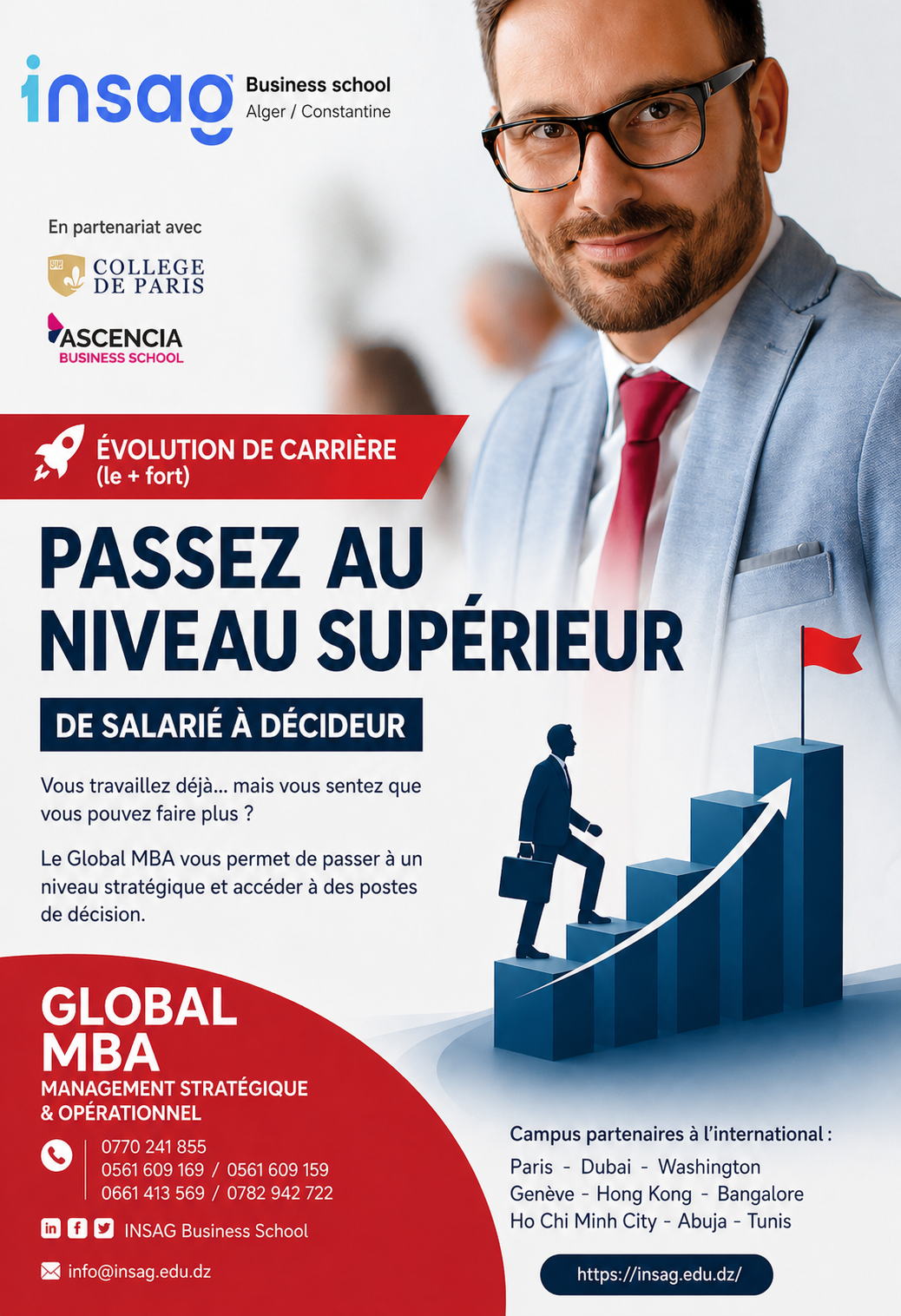 INSAG Business School Facebook ad: Passez au niveau supérieur
