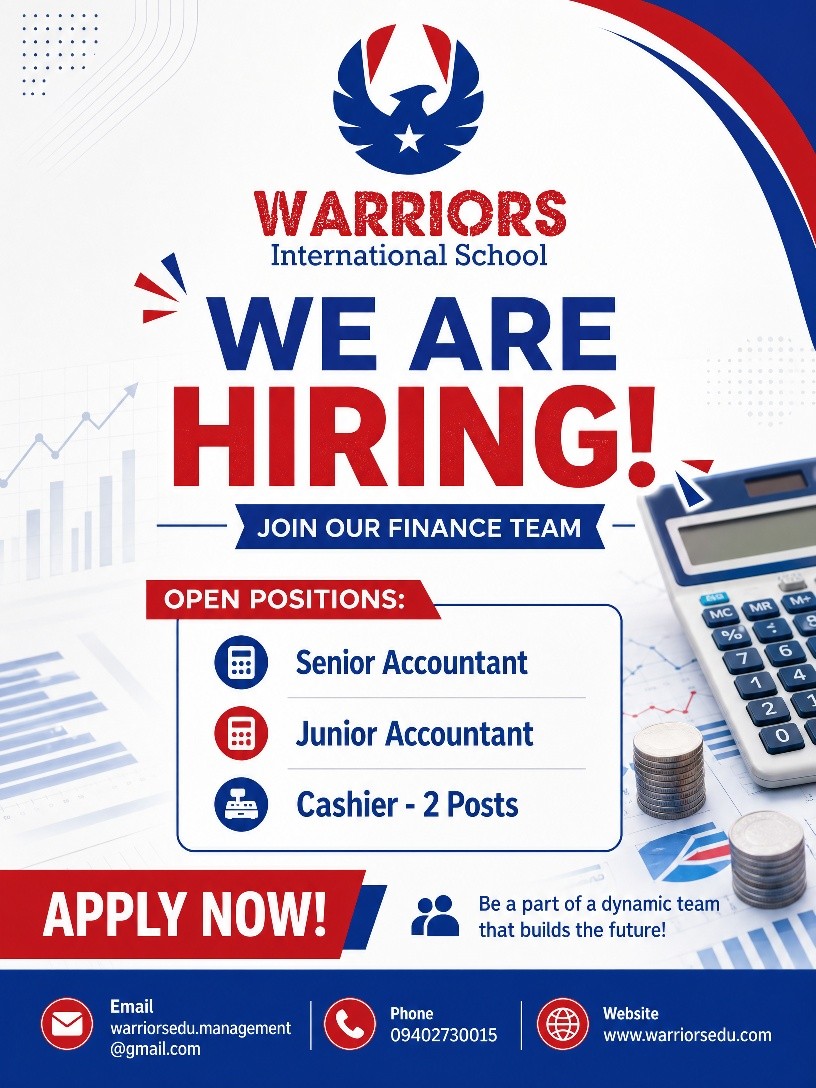 Warriors International School Facebook ad: WE ARE HIRING!