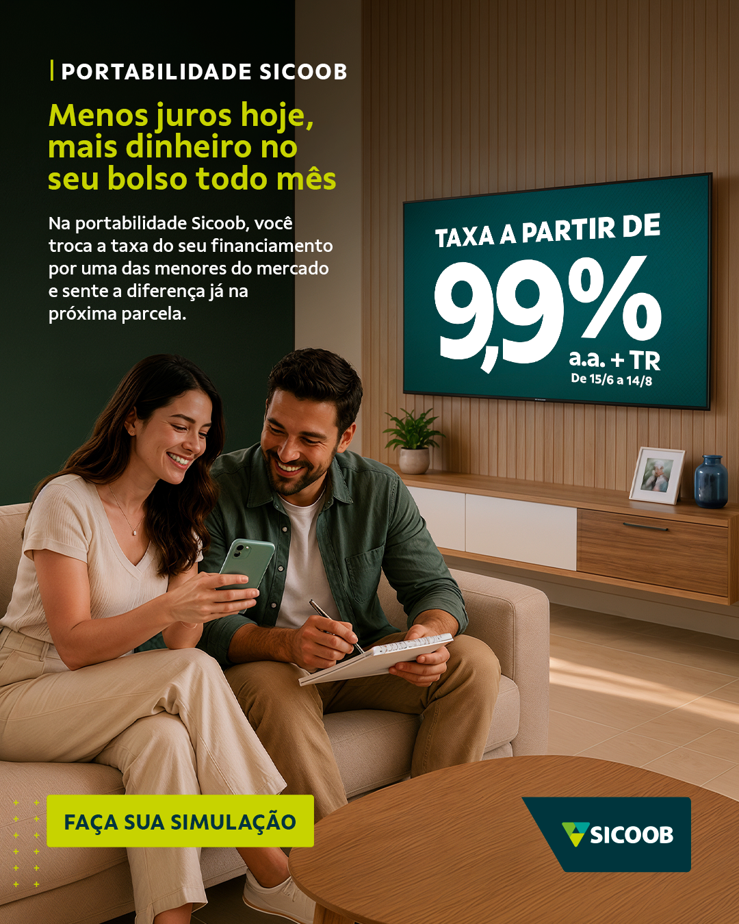 Sicoob Facebook ad: Simule agora!
