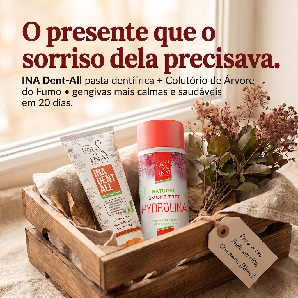 Cosméticos Orgânicos Familiares - InaEssentials.PT Facebook ad: O presente de que o teu sorriso precisava.