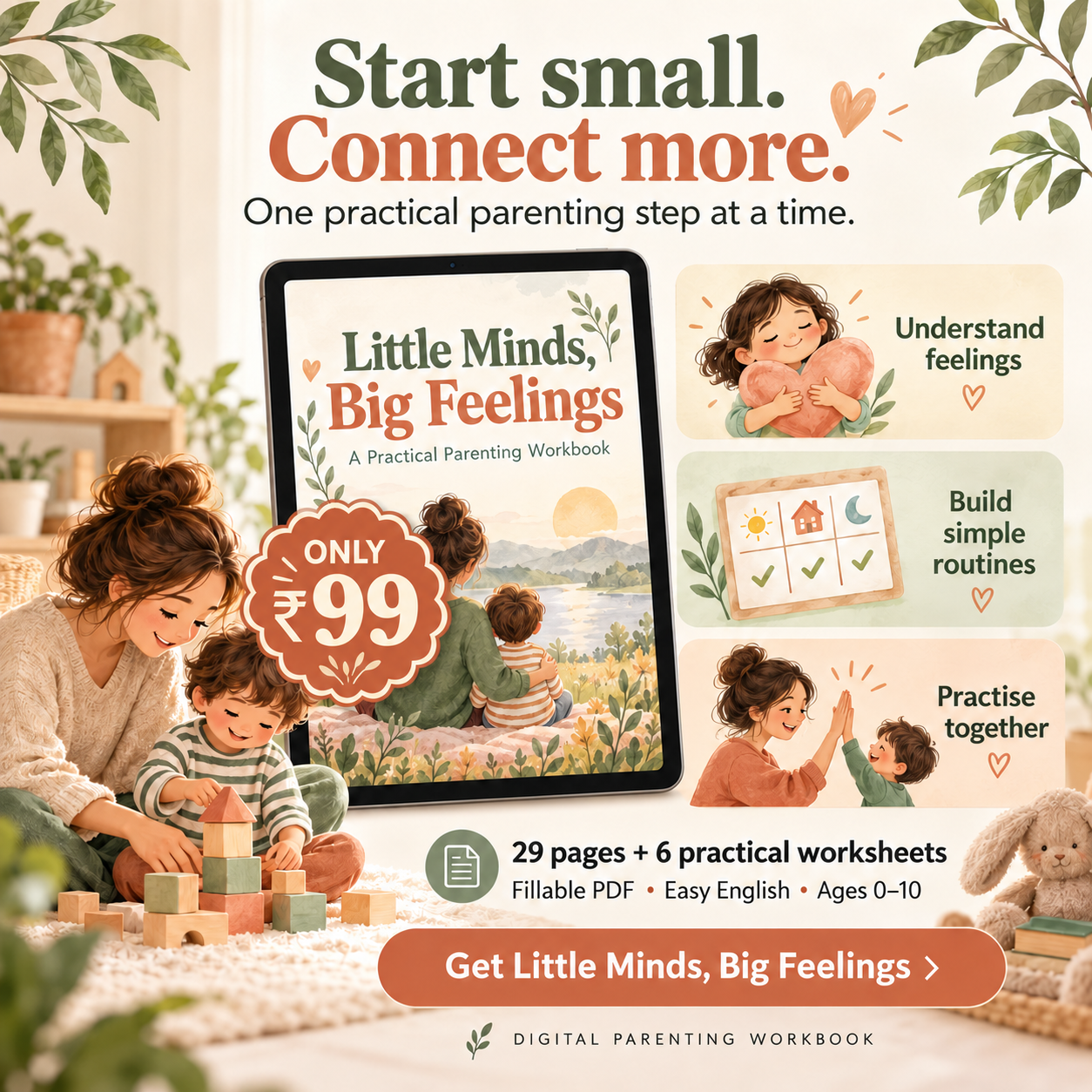 Bookshub Facebook ad: Little Minds. Big Feelings. Practical Parenting Help.